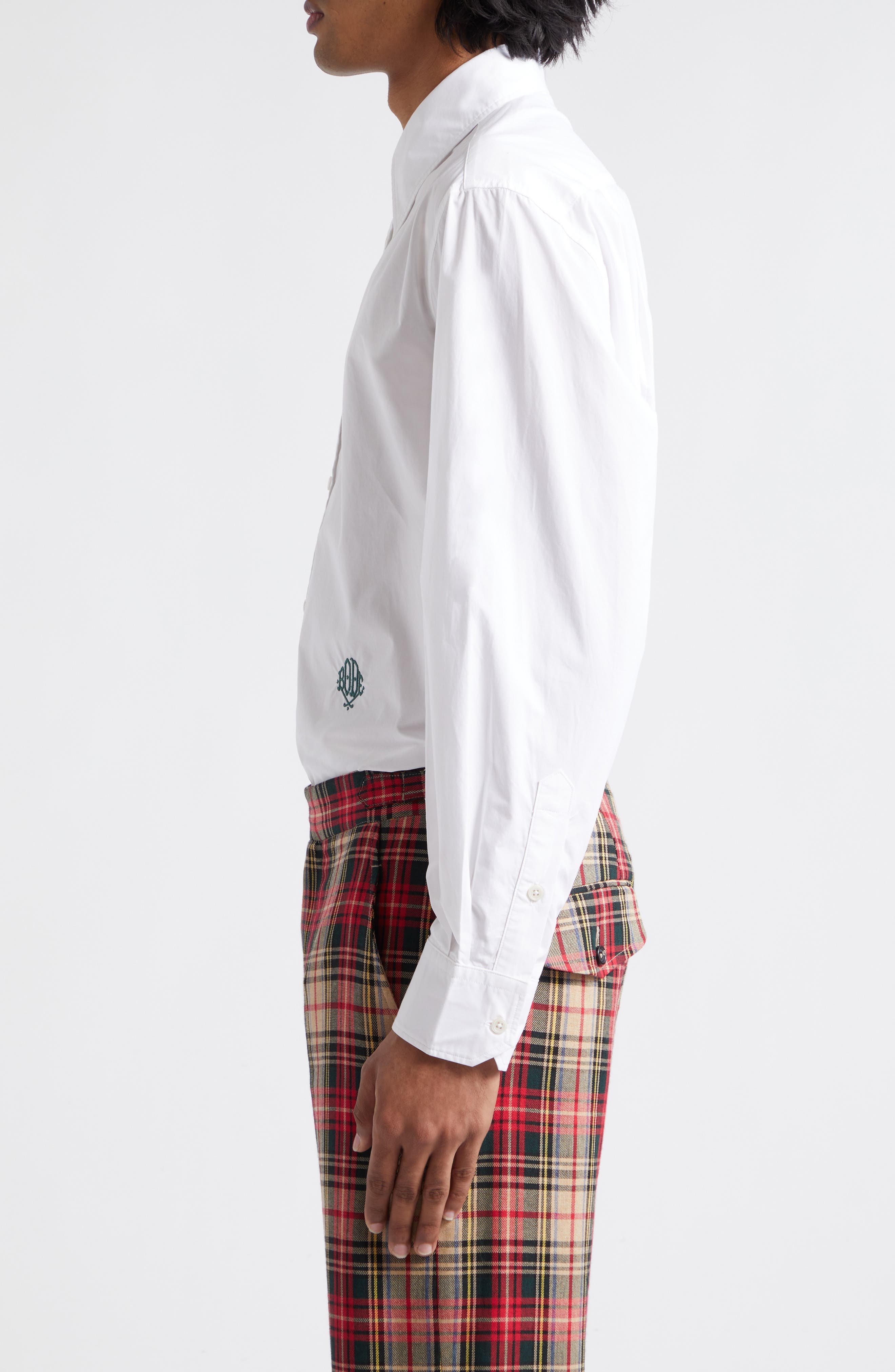 Monogrammed Cotton Poplin Button-Up Shirt - 4