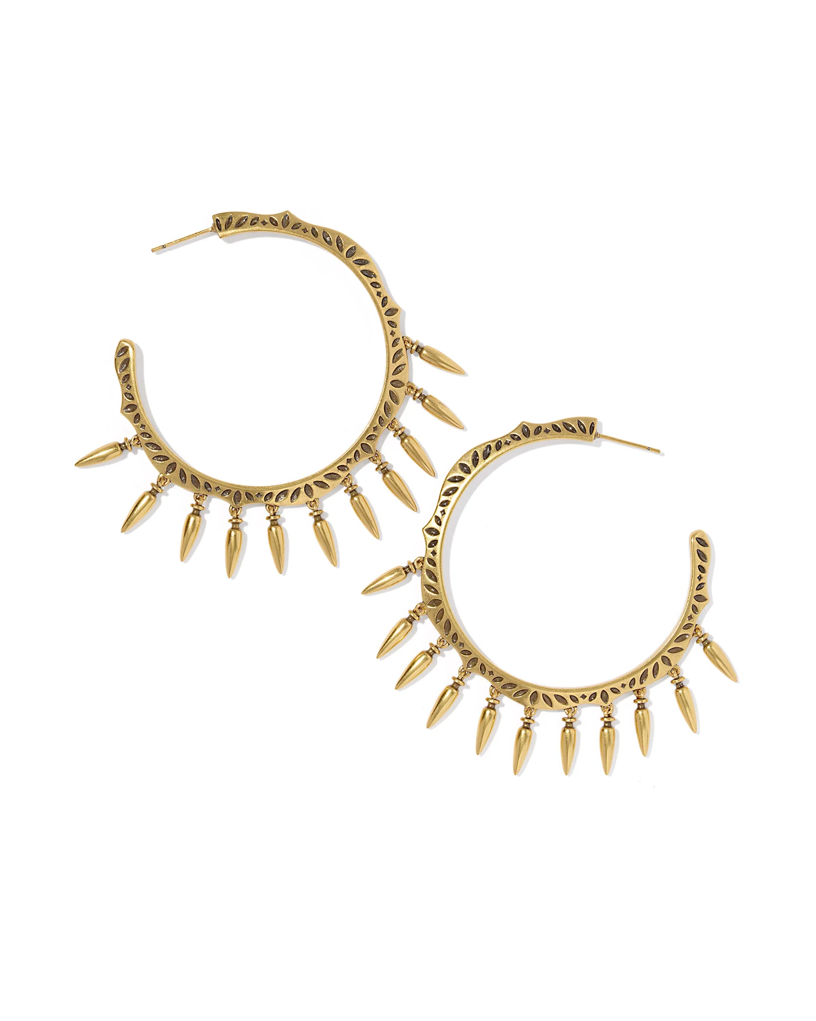 Keziah Vintage Gold Statement Fringe Hoop Earrings - 1