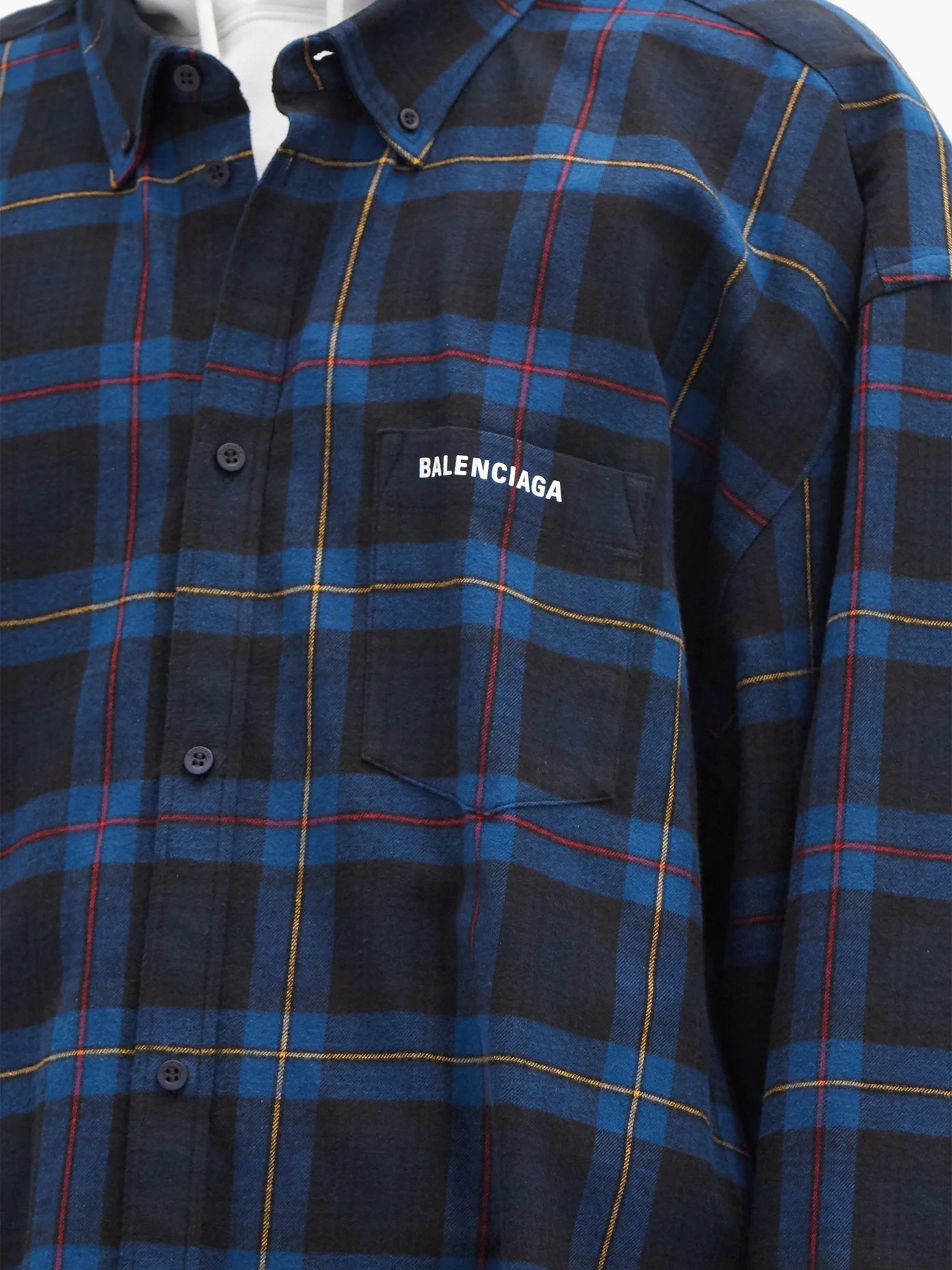 Logo-embroidered checked cotton-twill shirt - 4