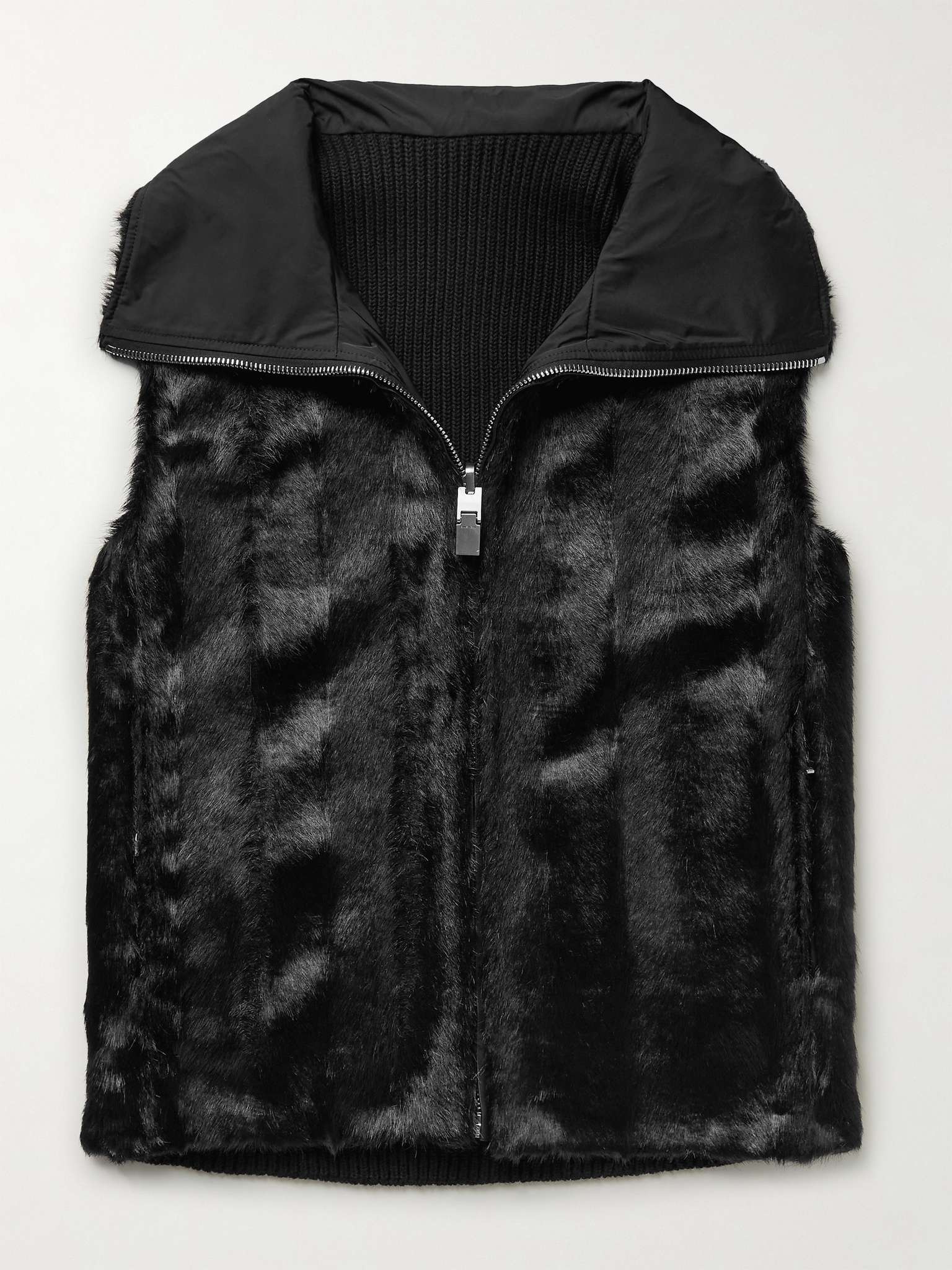 Reversible Faux Fur and Ribbed Wool Gilet - 1