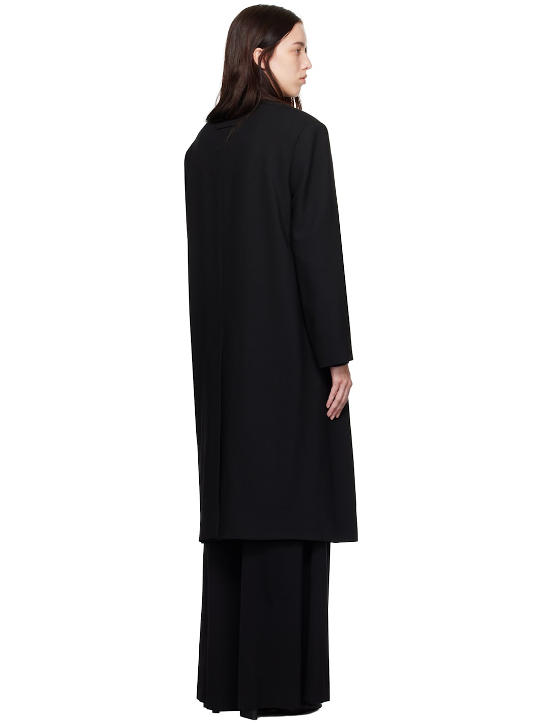 Black Wool Classic Coat - 3