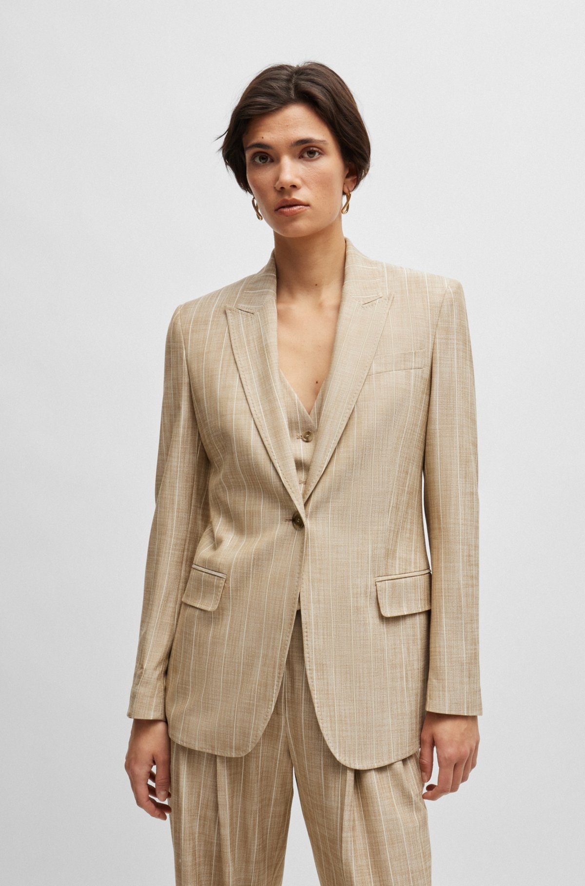 REGULAR-FIT JACKET IN PINSTRIPE MATERIAL WITH SIGNATURE LINING - 2