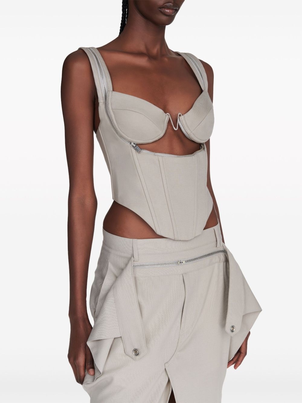 panelled zipped bustier top - 5