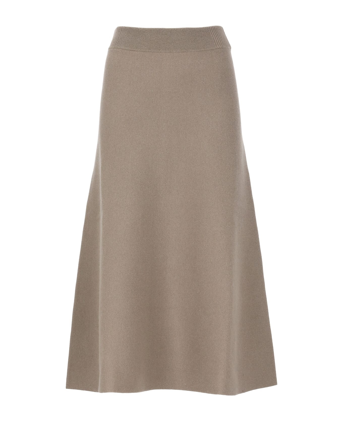 Beige Wool Blend Skirt - 1