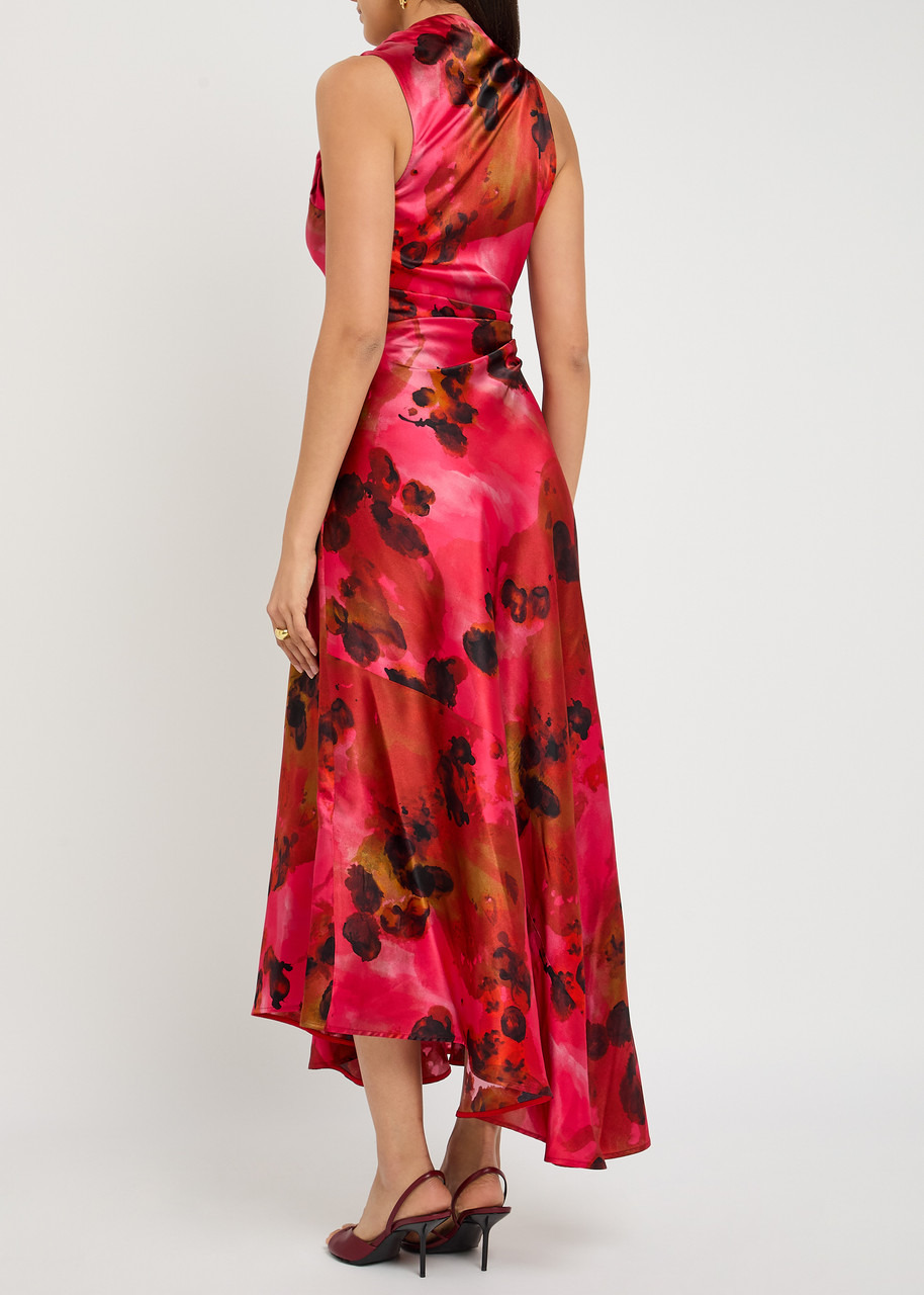 Victoria Beckham Asymmetric Silk Midi Dress - 3