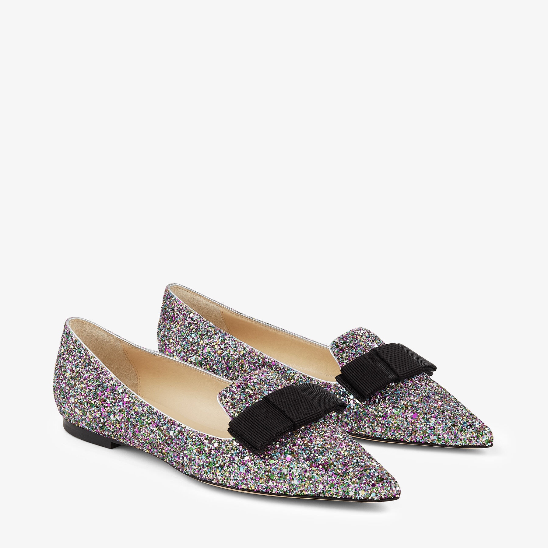 JIMMY CHOO Gala Confetti Coarse Glitter Fabric Flats
