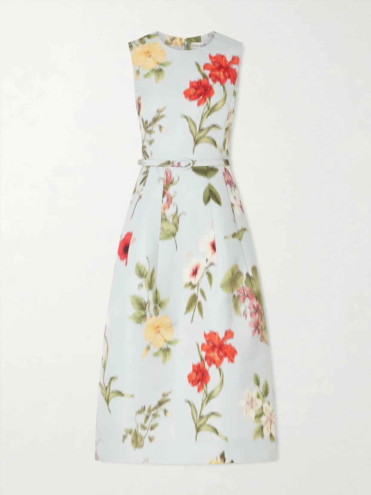 Belted Floral-print Faille Midi Dress - 1