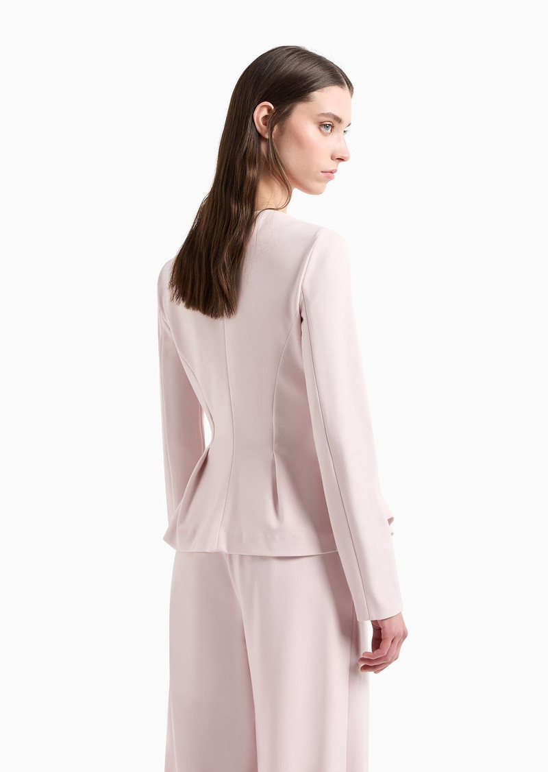 Flared single-breasted jacket in stretch Milano-stitch fabric 3