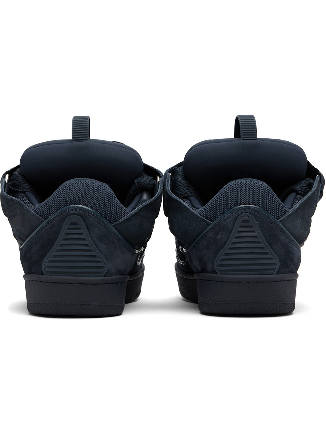 Navy Leather Curb Sneakers - 2