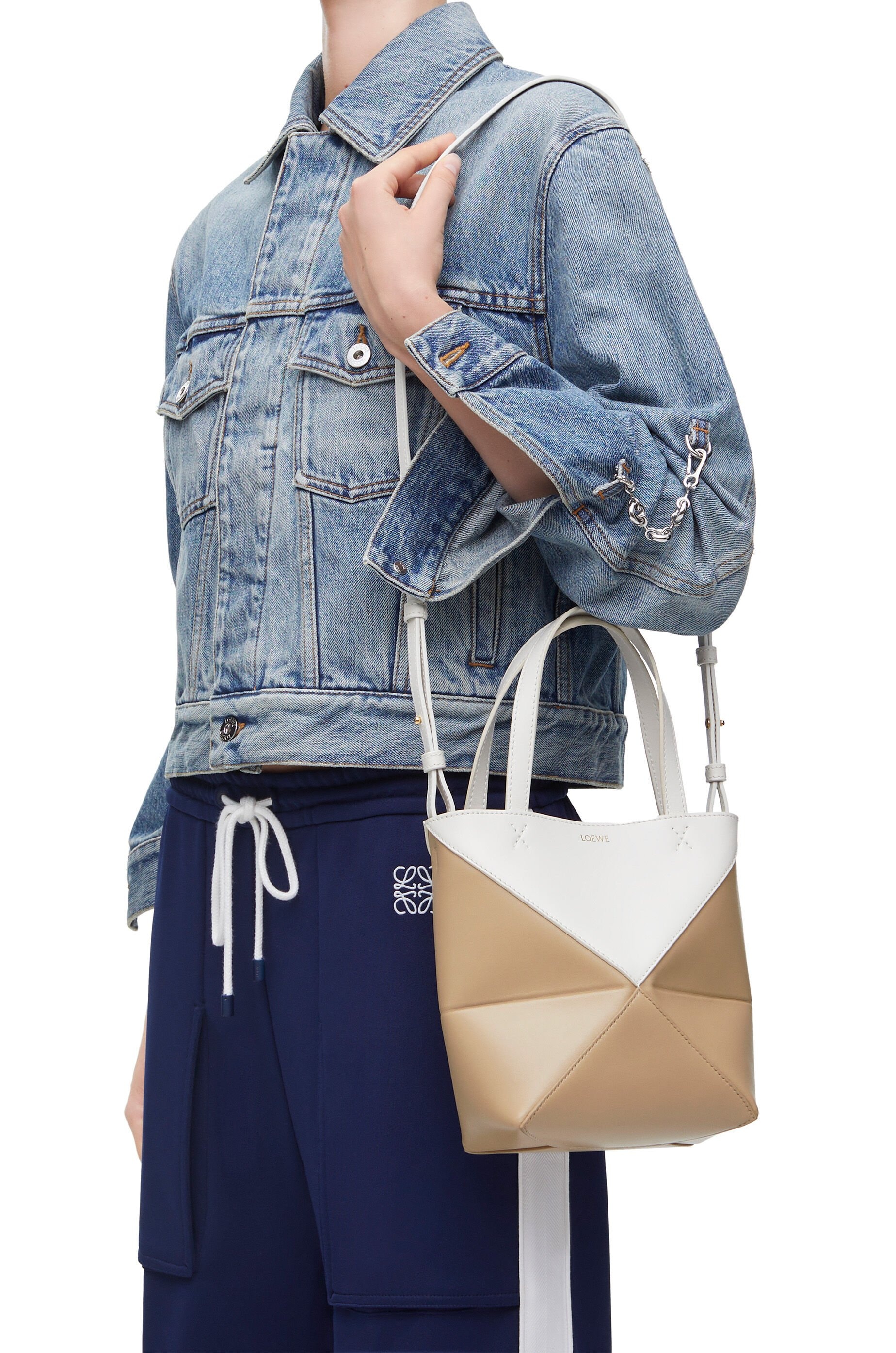 Mini Puzzle Fold Tote in shiny calfskin - 3