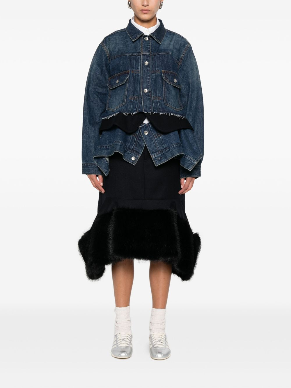frayed denim jacket - 2