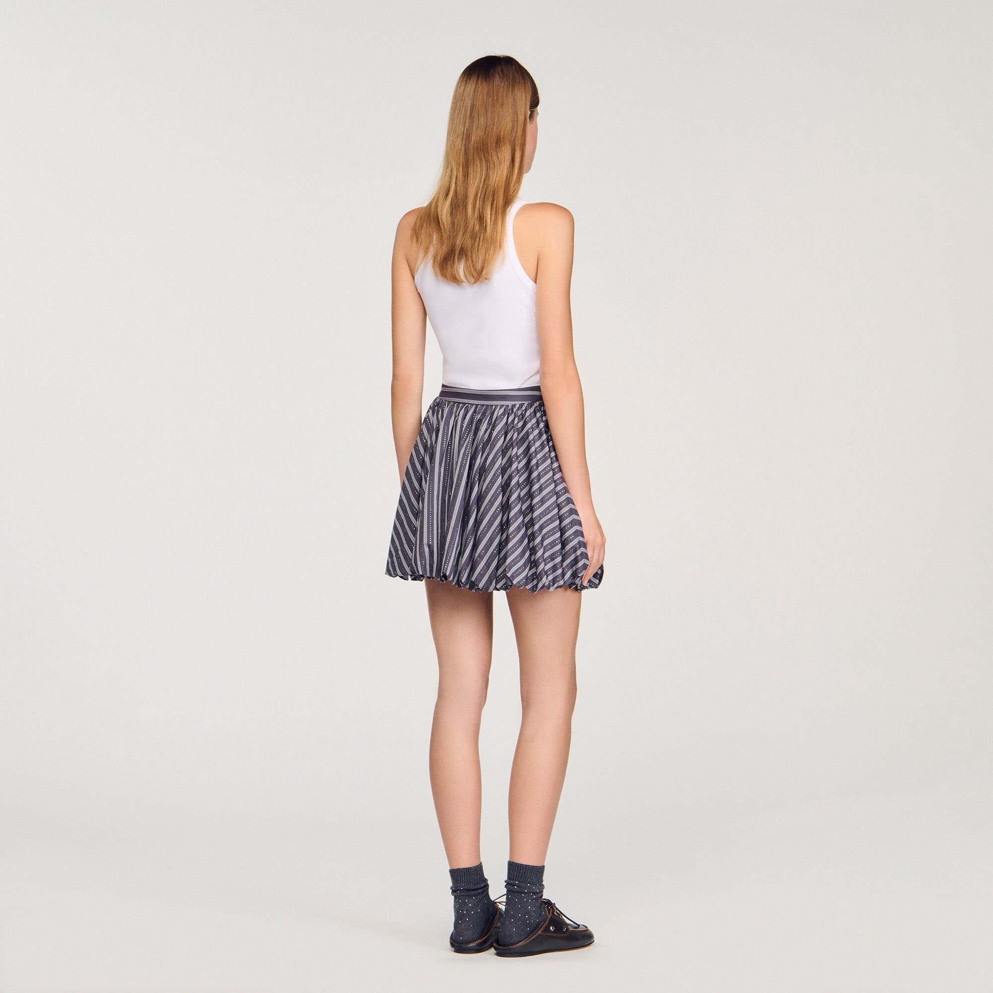 STRIPED RHINESTONE BUBBLE SKIRT - 5