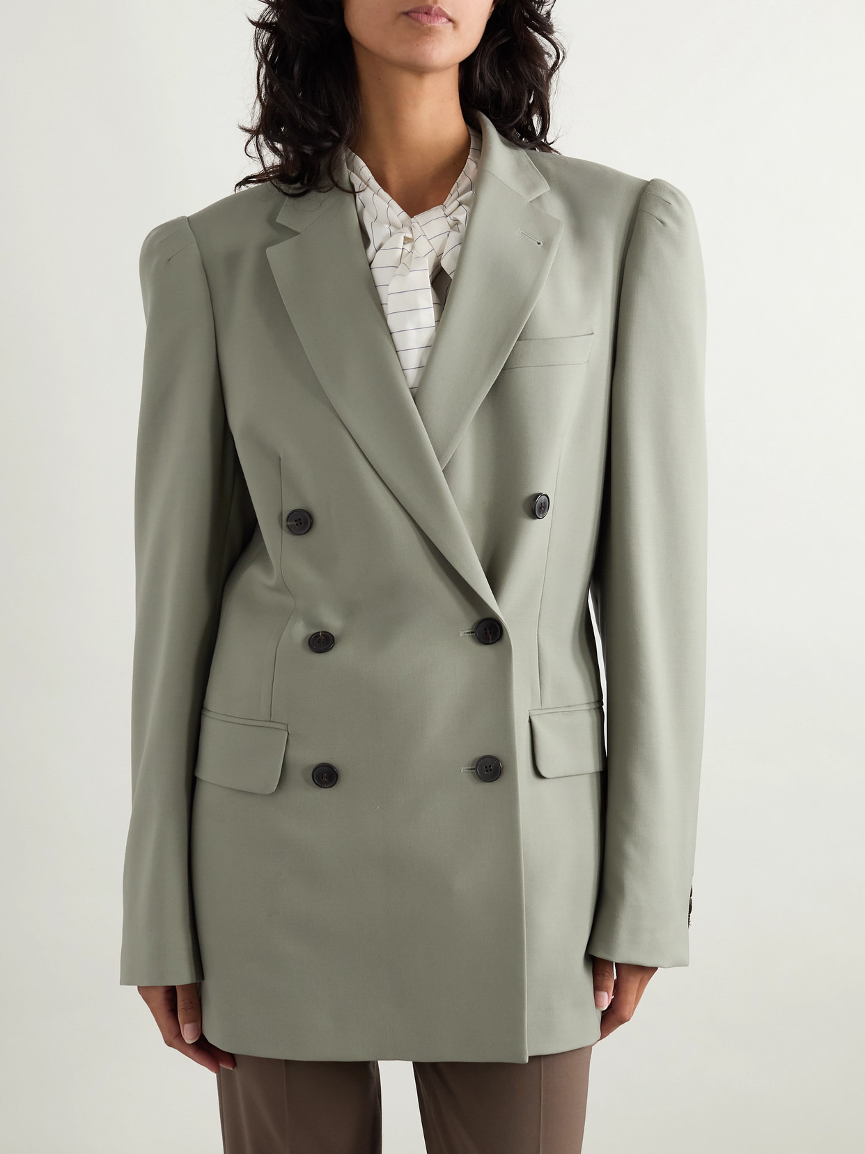 Double-breasted Wool And Mohair-blend Twill Blazer - 4