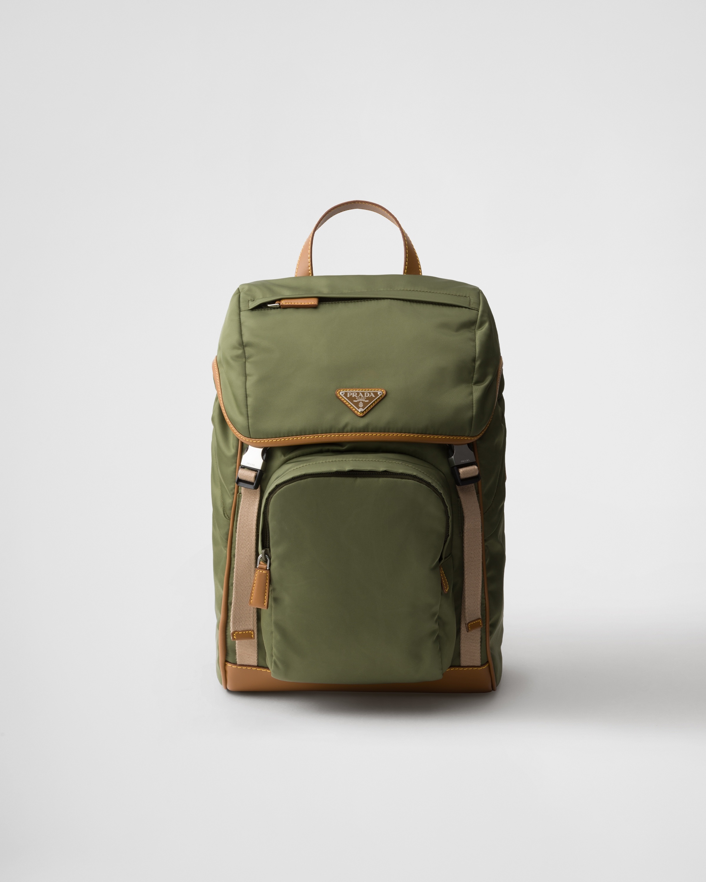 Re-Nylon and leather backpack - 1