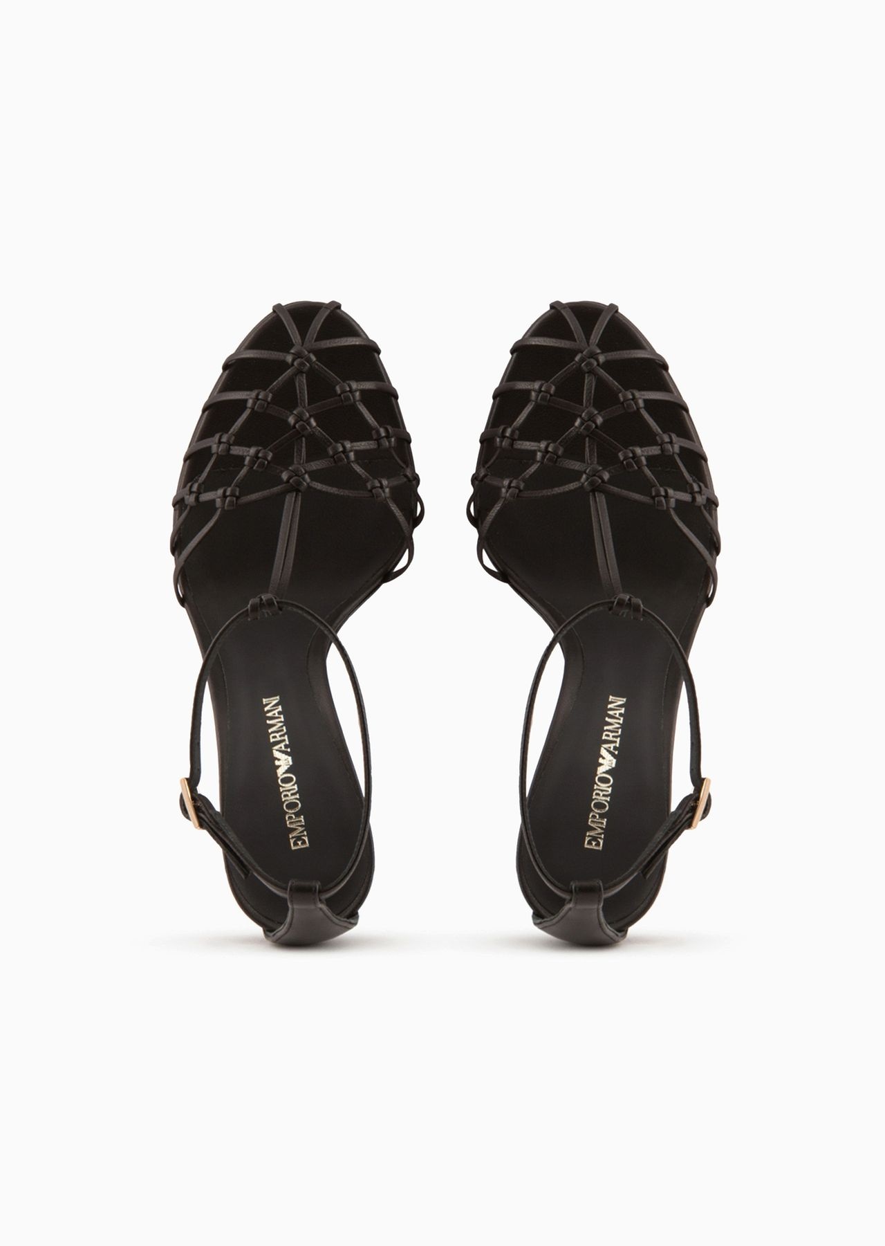 Nappa-leather T-sandals with mesh-weave heels - 3