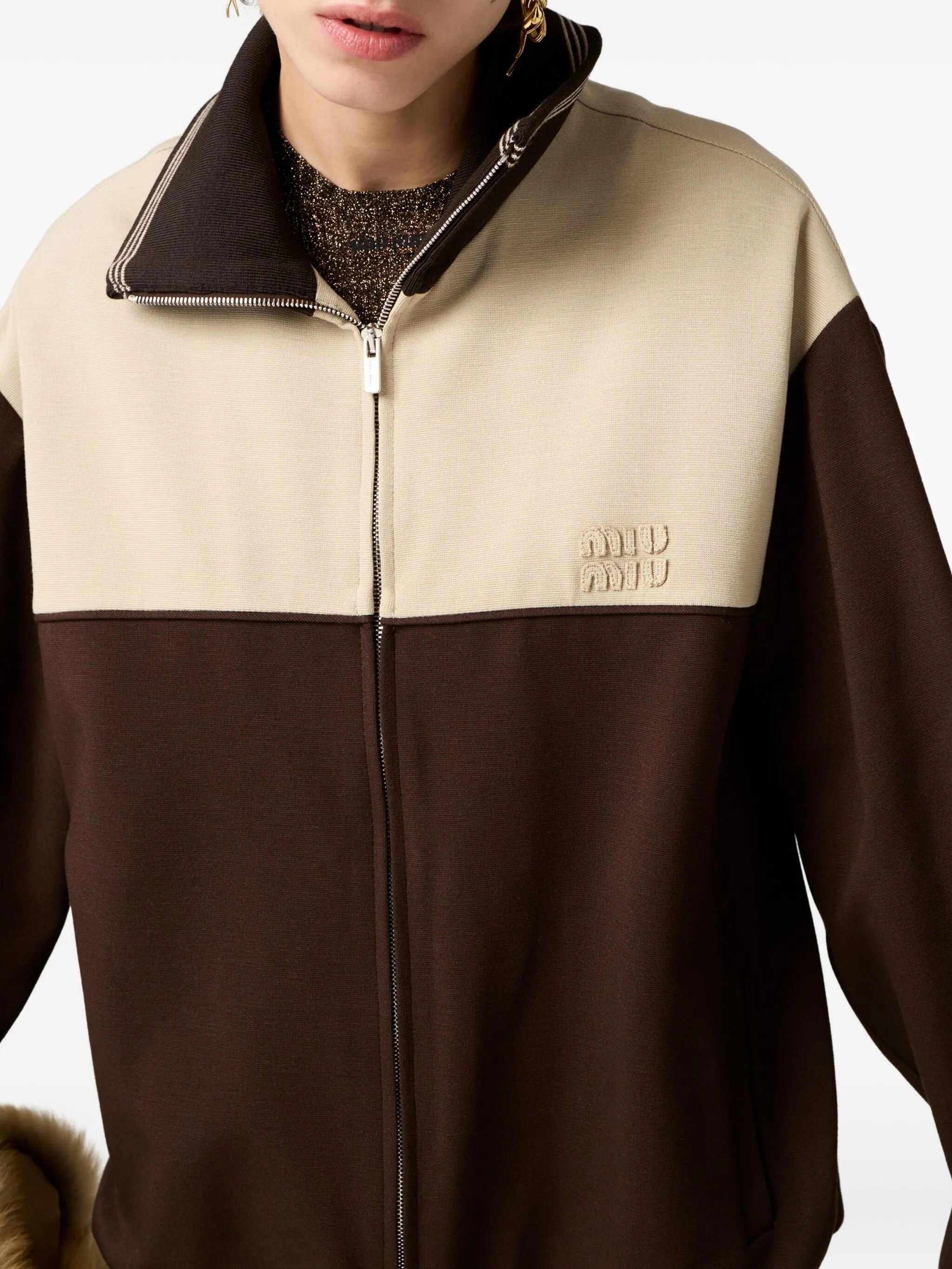 Miu Miu Knitted-cuffs Zip-front Sweatshirt - 3