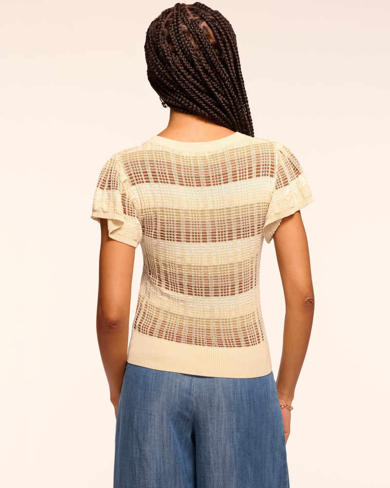 Rebecca Plaid Knit Flutter Sleeve Top 3