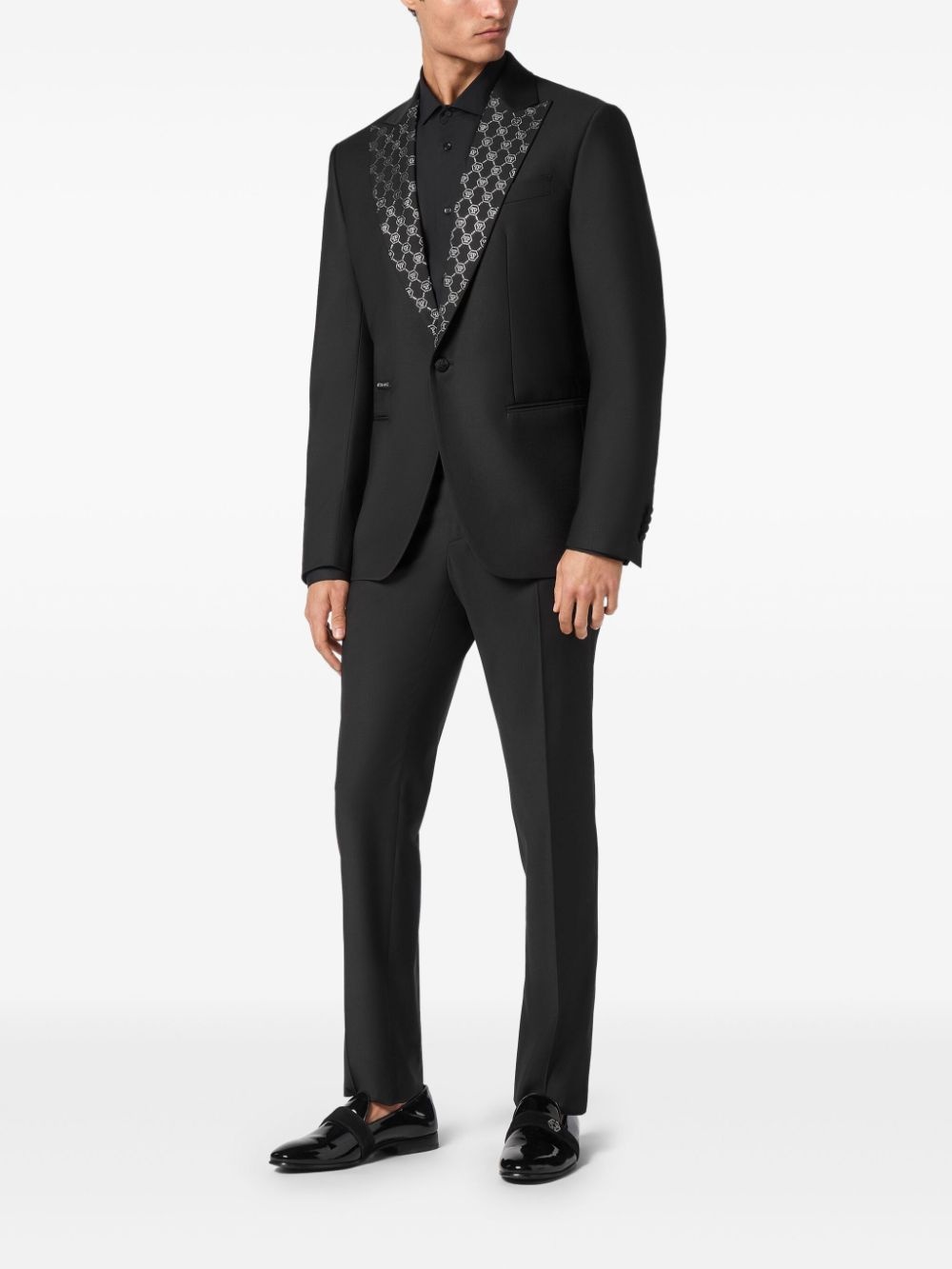 monogram-pattern blazer - 2