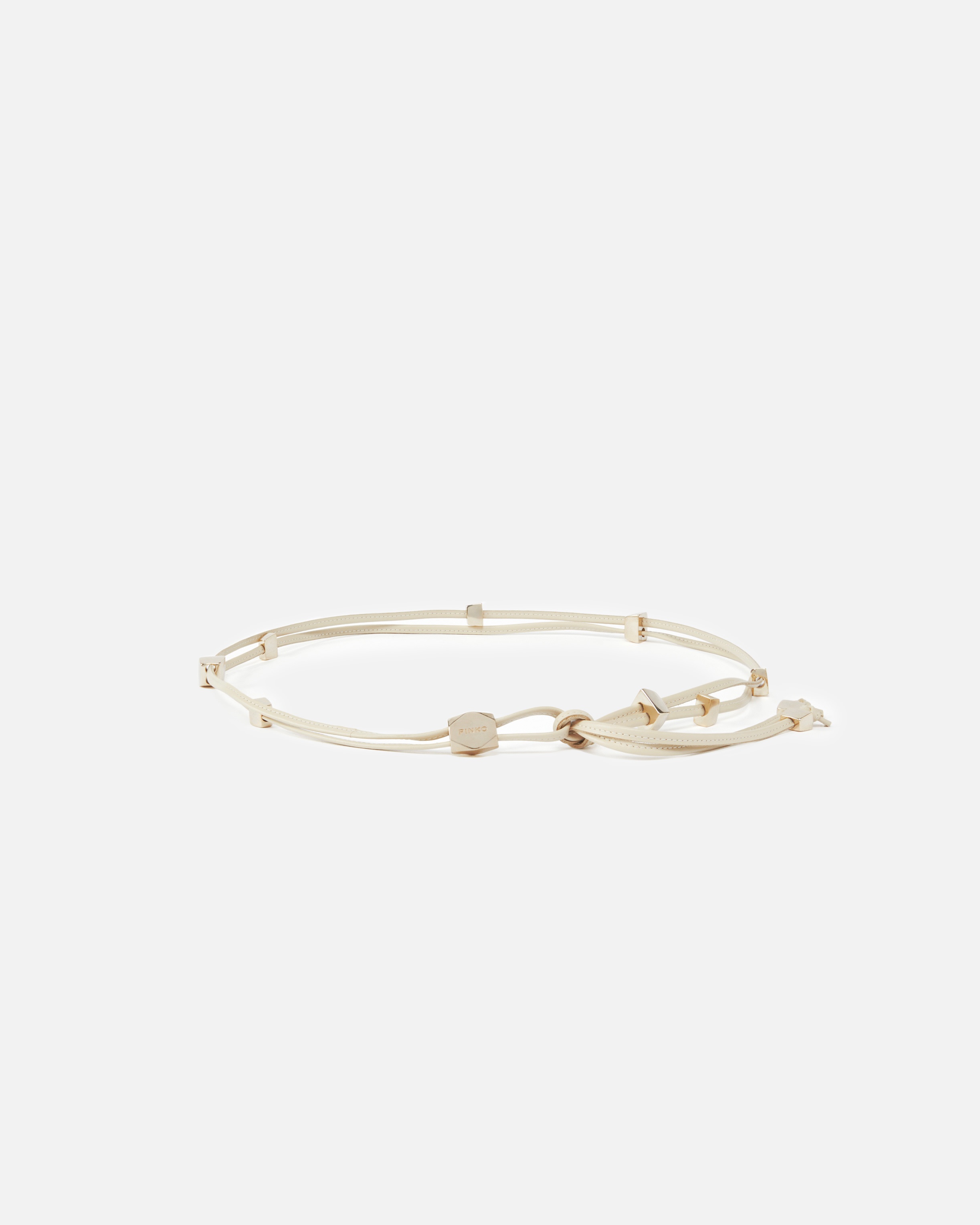 TUBULAR LEATHER BELT WITH GOLD METAL NUGGETS - 1