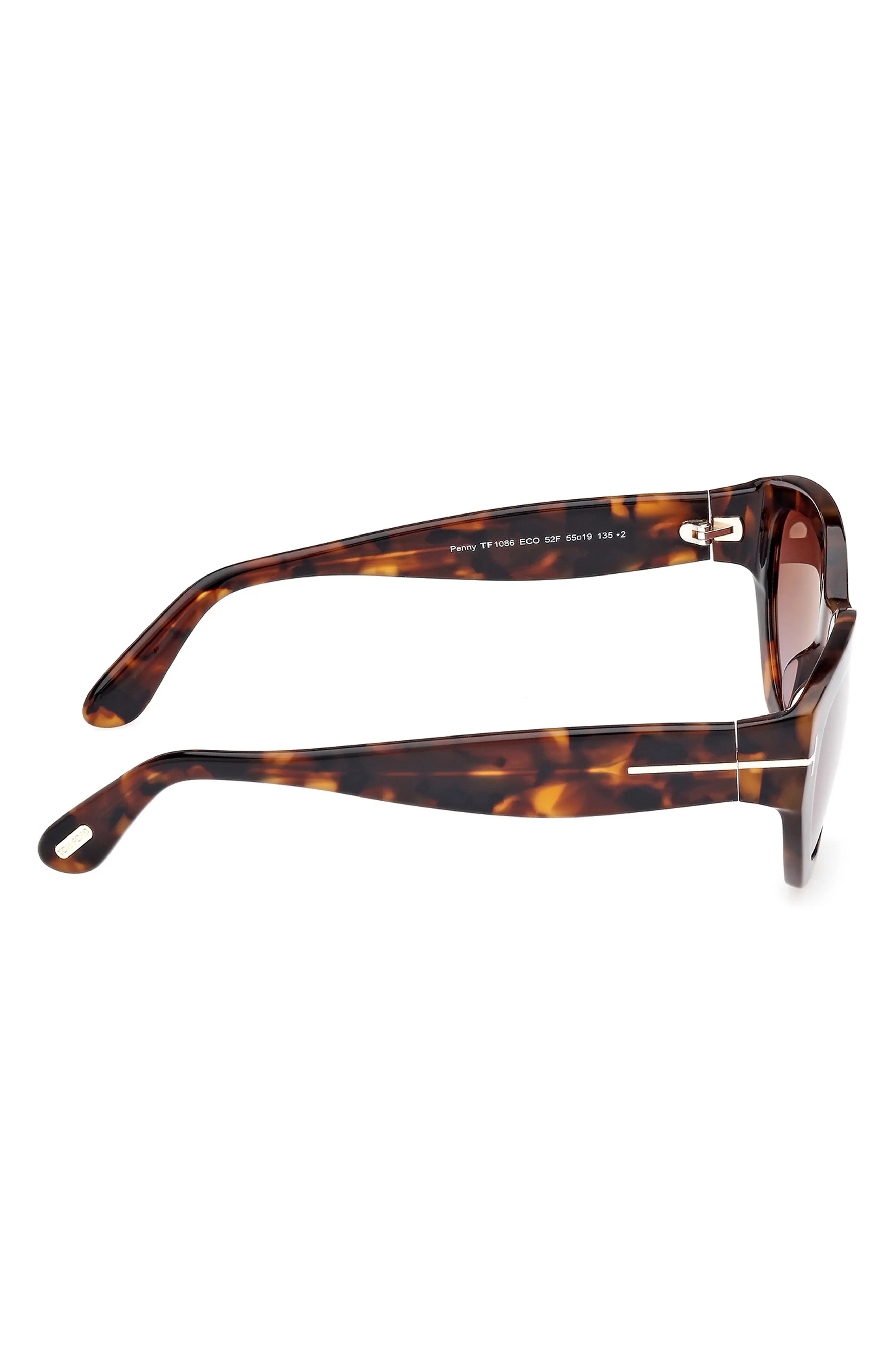 Penny 55mm Geometric Sunglasses in Shiny Vintage Havana /Brown - 3