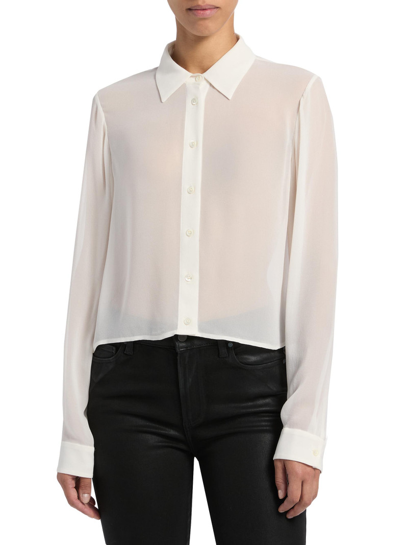 Women's Cape Silk Blouse - Cream 6