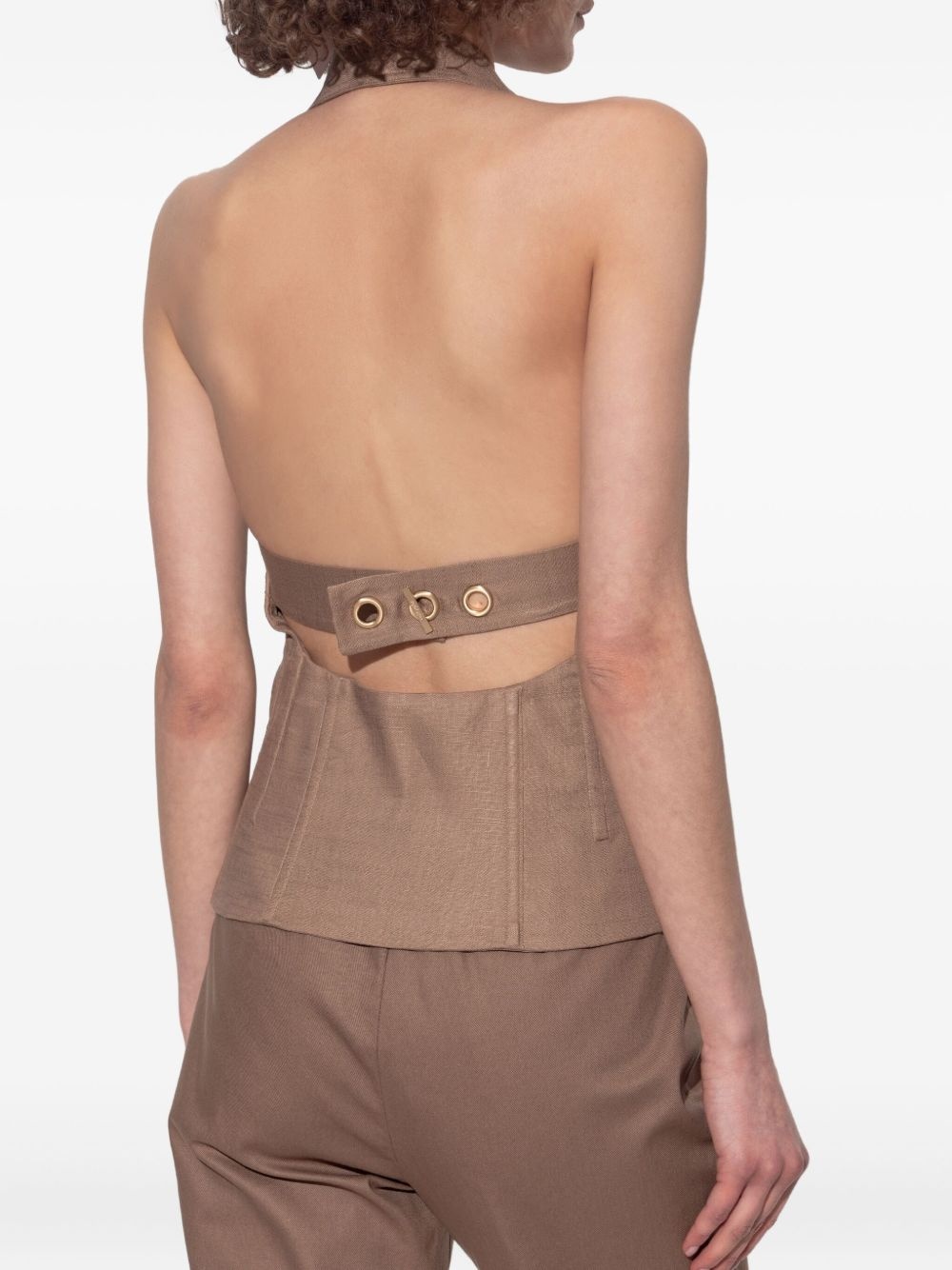 zip-up halterneck vest - 4