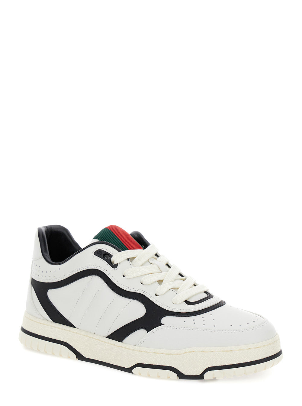 Gucci Men 'Gucci Re-Web' White And Black Low Top Sneakers In Leather Man - 2