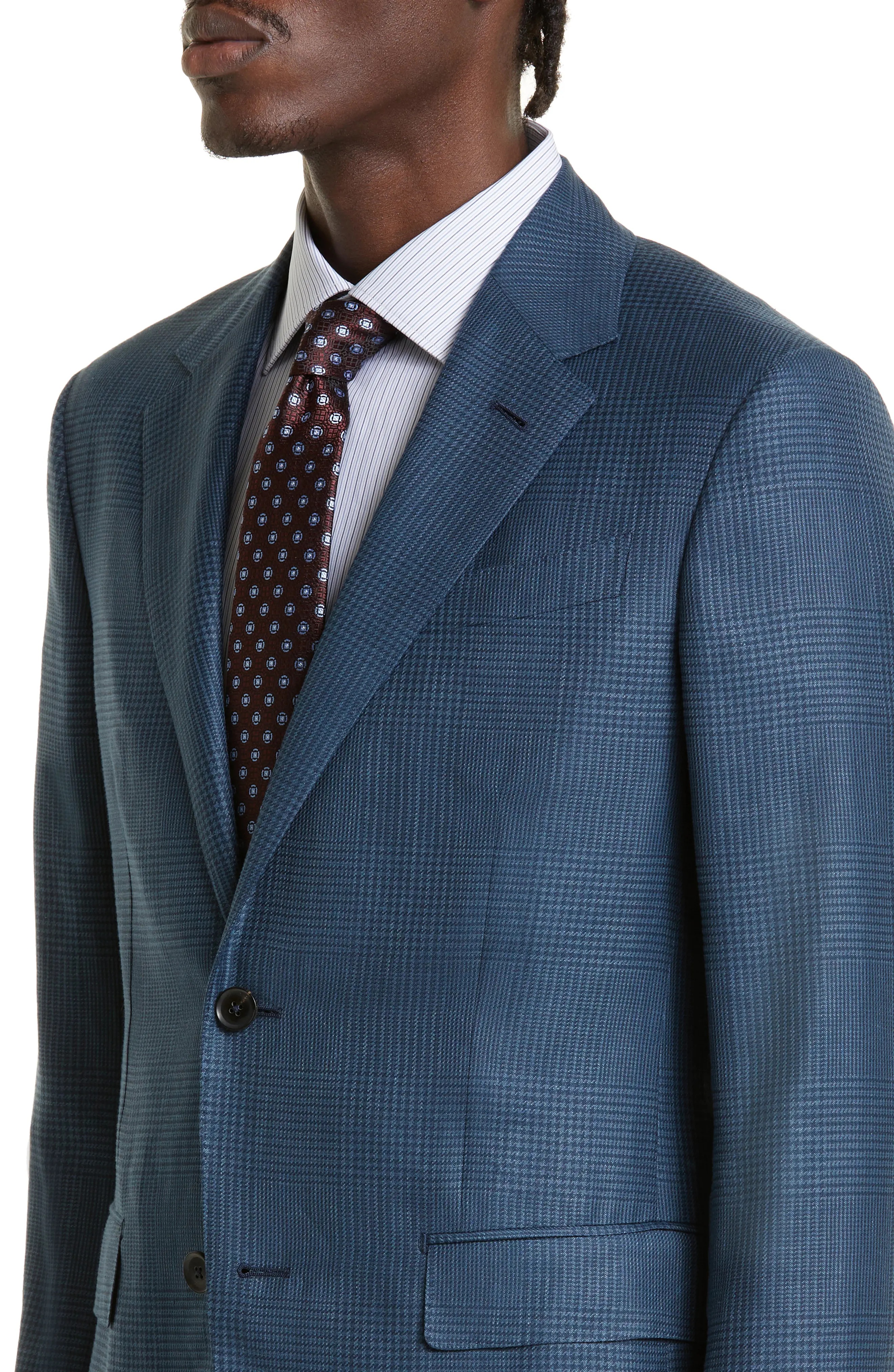 Crossover Milano Easy Glen Plaid Wool & Linen Blend Suit - 4