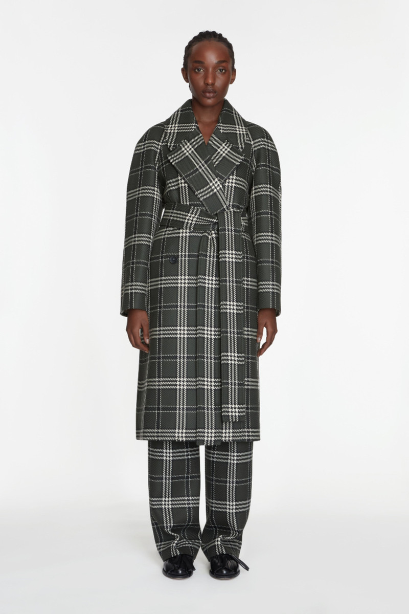 EMILIA WICKSTEAD Lilabet Coat In Military Green Shetland Tartan outlook
