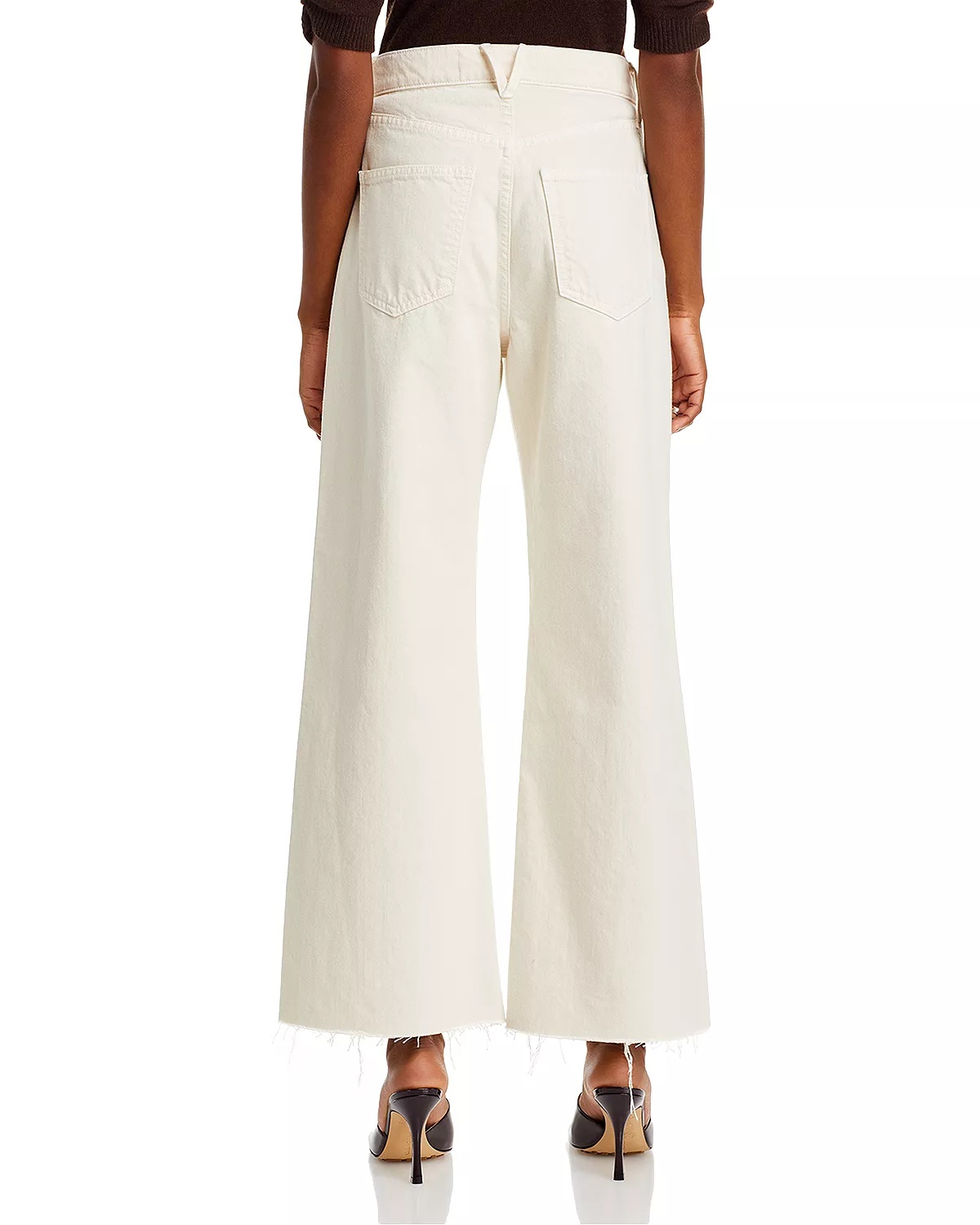 Taylor Cropped Wide Leg Jeans in Ecru - 4