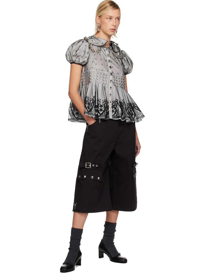 Chopova Lowena Black & White Beryl Short Sleeve Blouse outlook