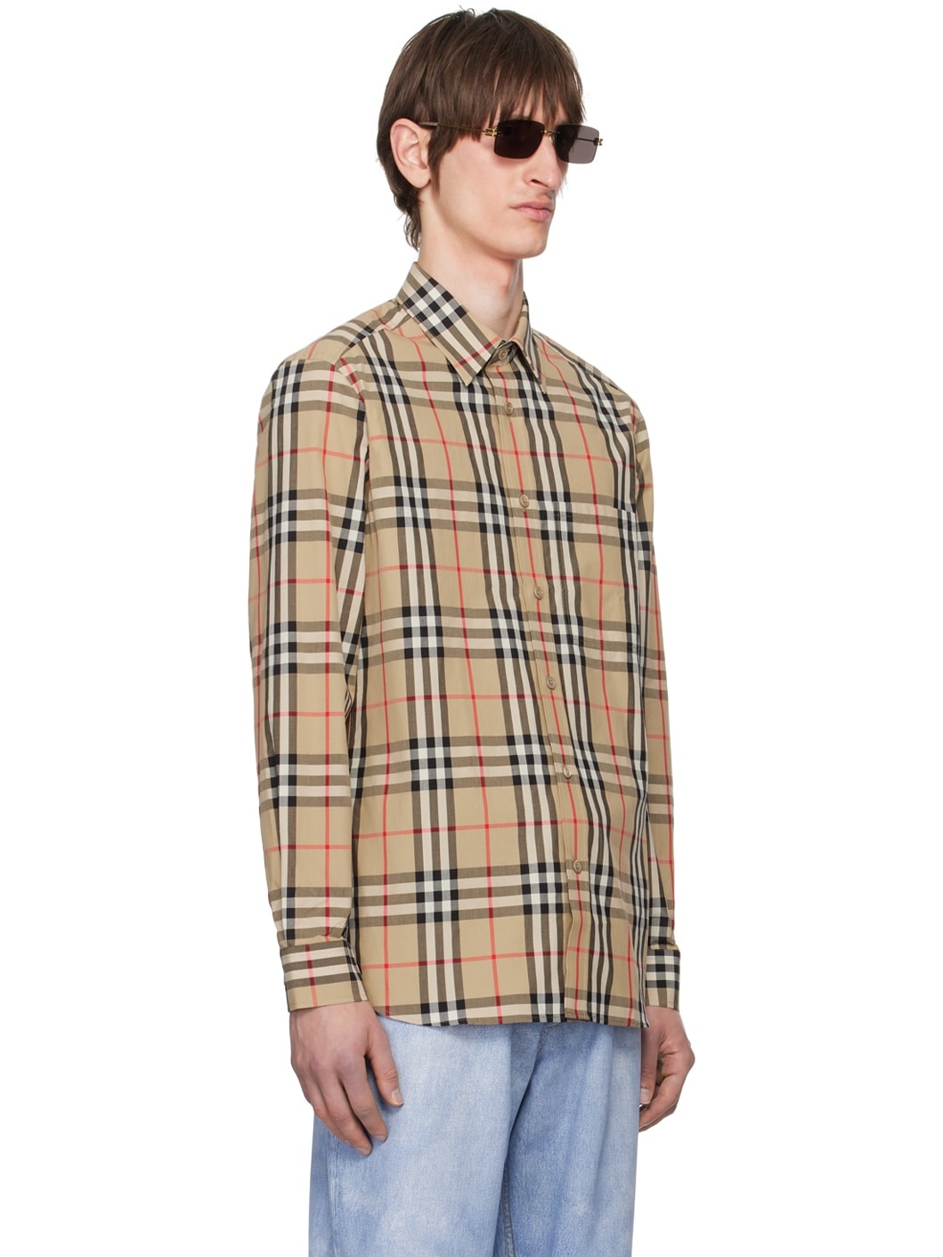 Beige Check Shirt - 2