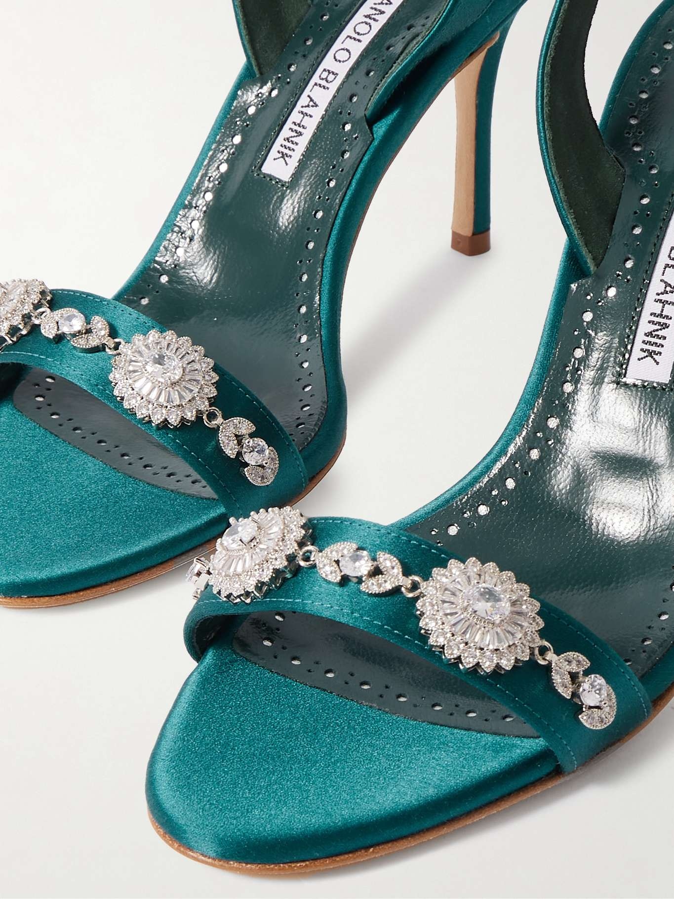 Lamisan 90 crystal-embellished satin slingback sandals - 4