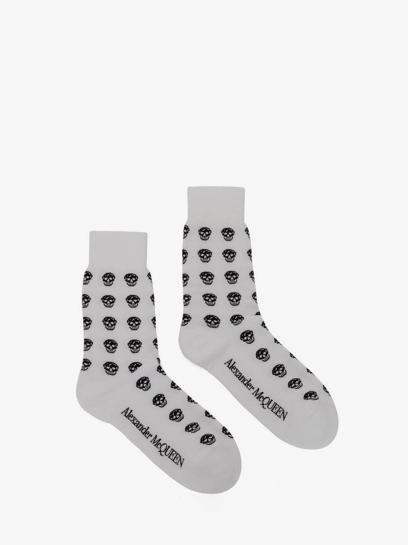 Men's Short Skull Socks in White/black 1