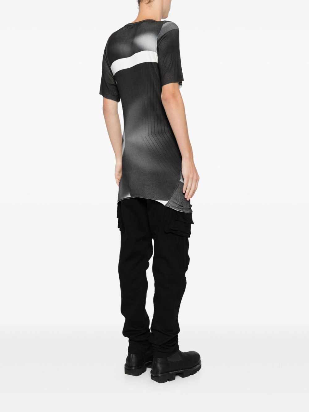 abstract-print fine-knit T-shirt - 4