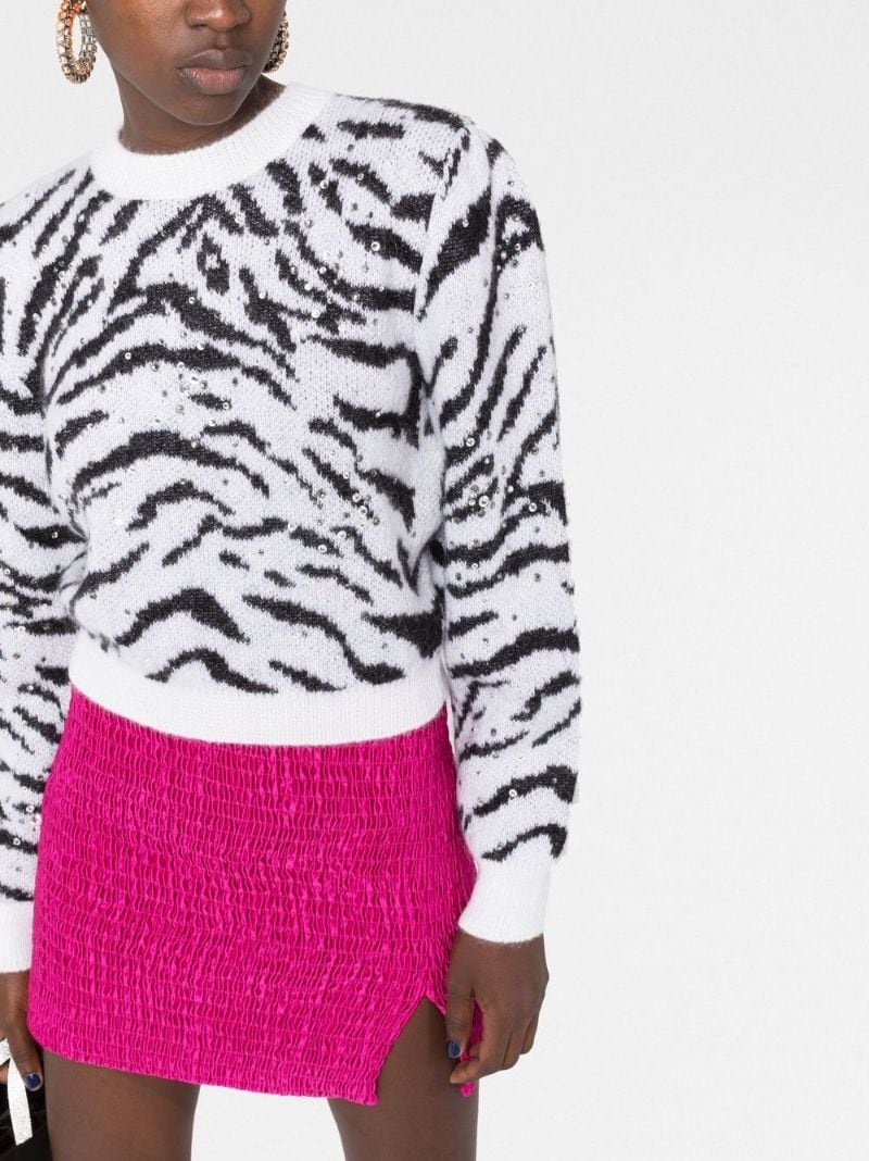zebra intarsia knitted sweater - 6