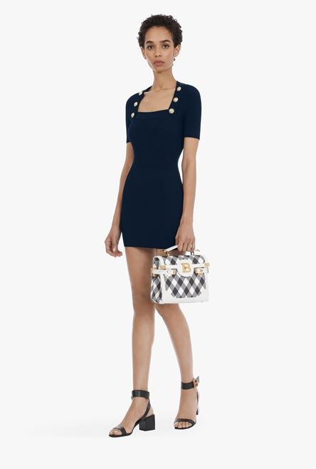 Short navy knit dress with gold-tone buttons - 2