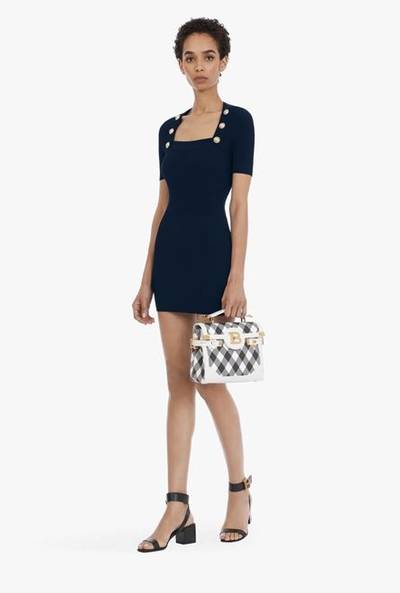 Balmain Short navy knit dress with gold-tone buttons outlook