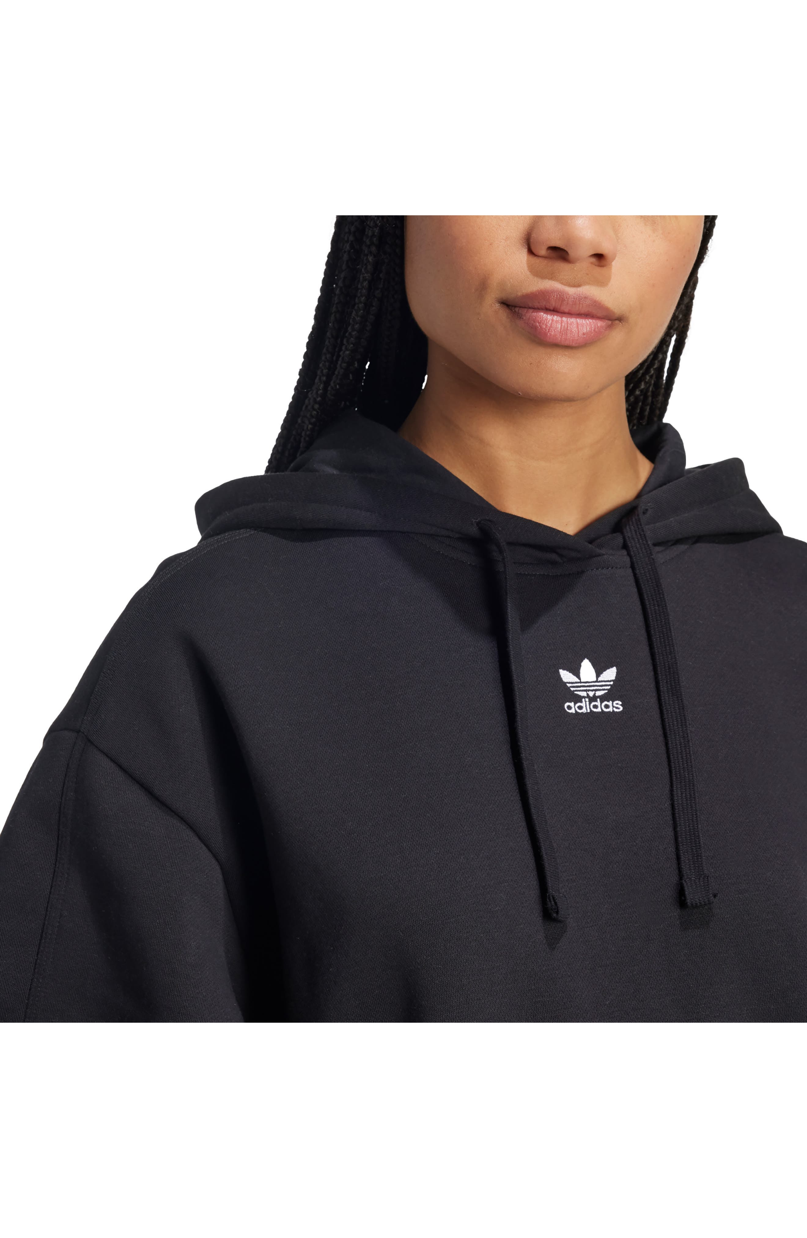 adidas Trefoil Essentials Oversized Lifestyle Hoodie in Black at Nordstrom - 5