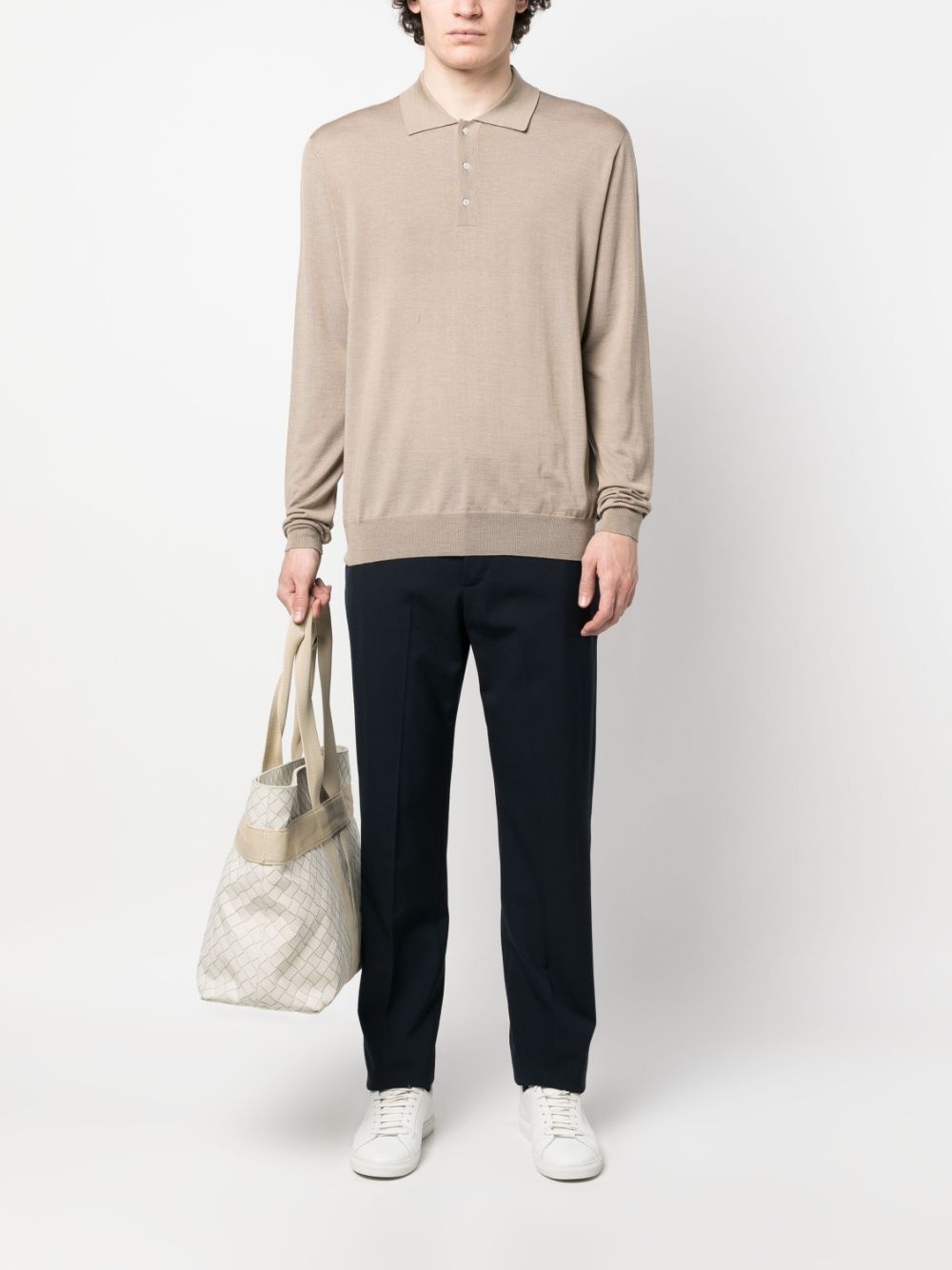 long-sleeve knitted polo shirt - 2