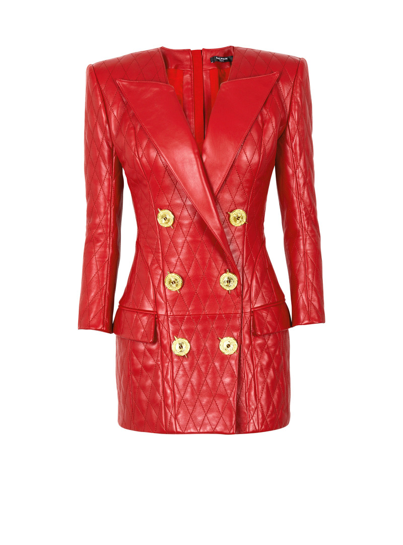 Short quilted leather dress 1