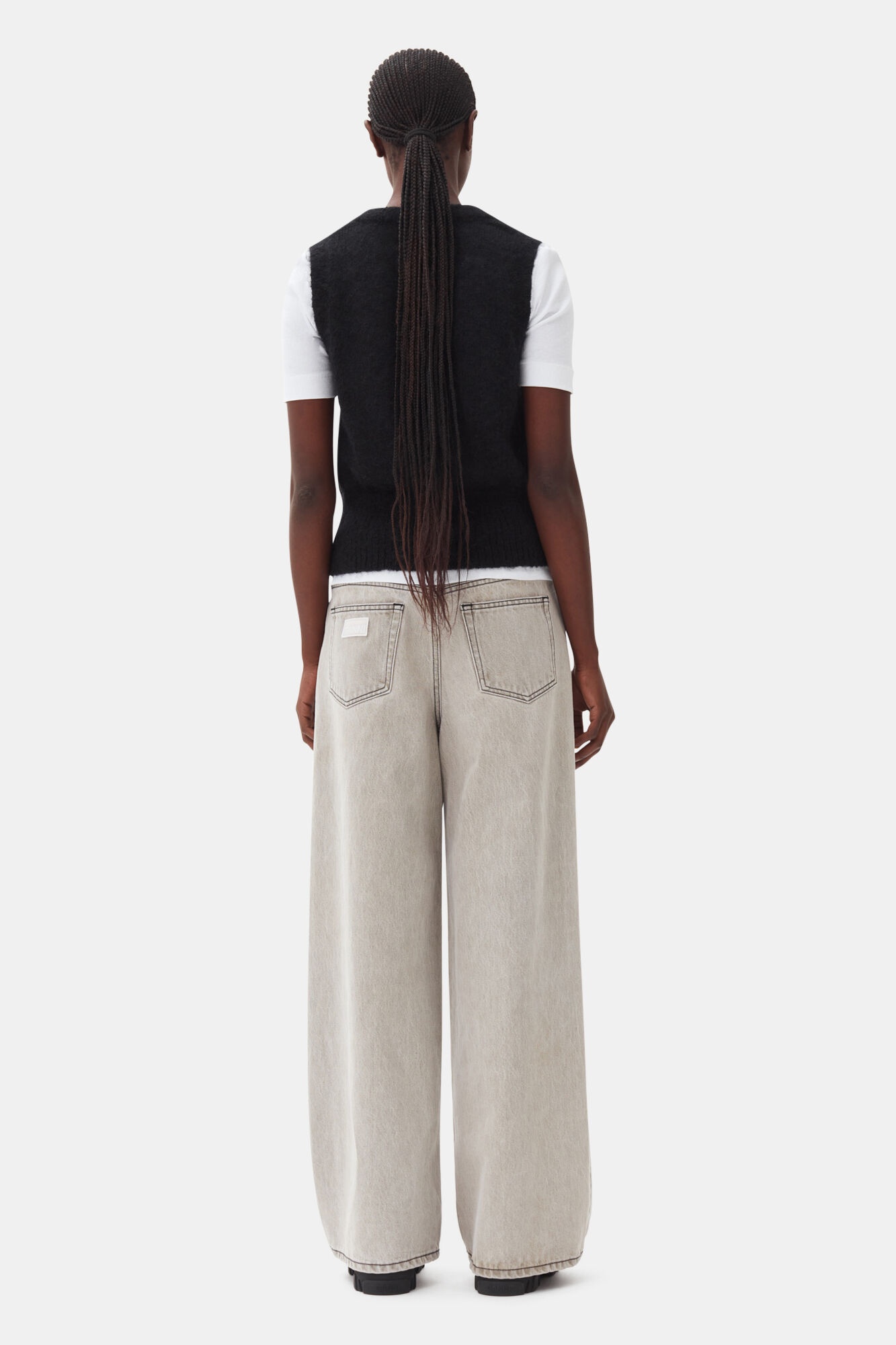 BLACK LIGHT MOHAIR TIE STRING VEST - 5