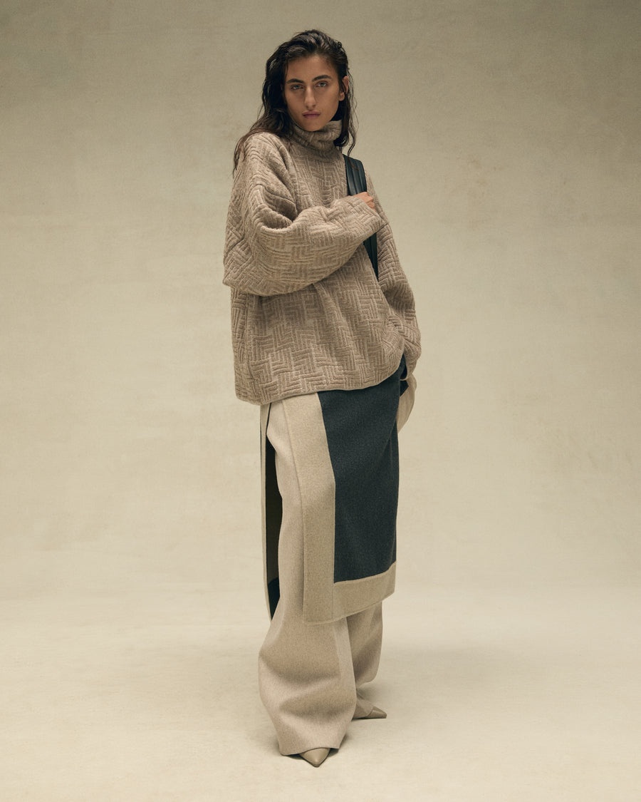 Wool Jacquard High Neck Sweater - 5