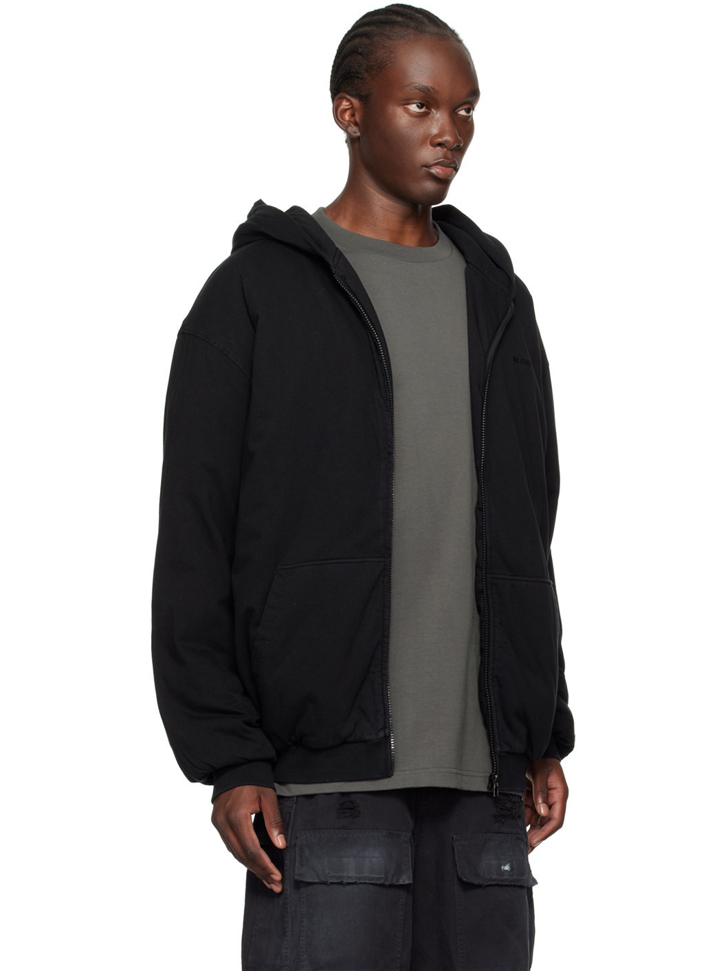 Black Padded Hoodie - 2