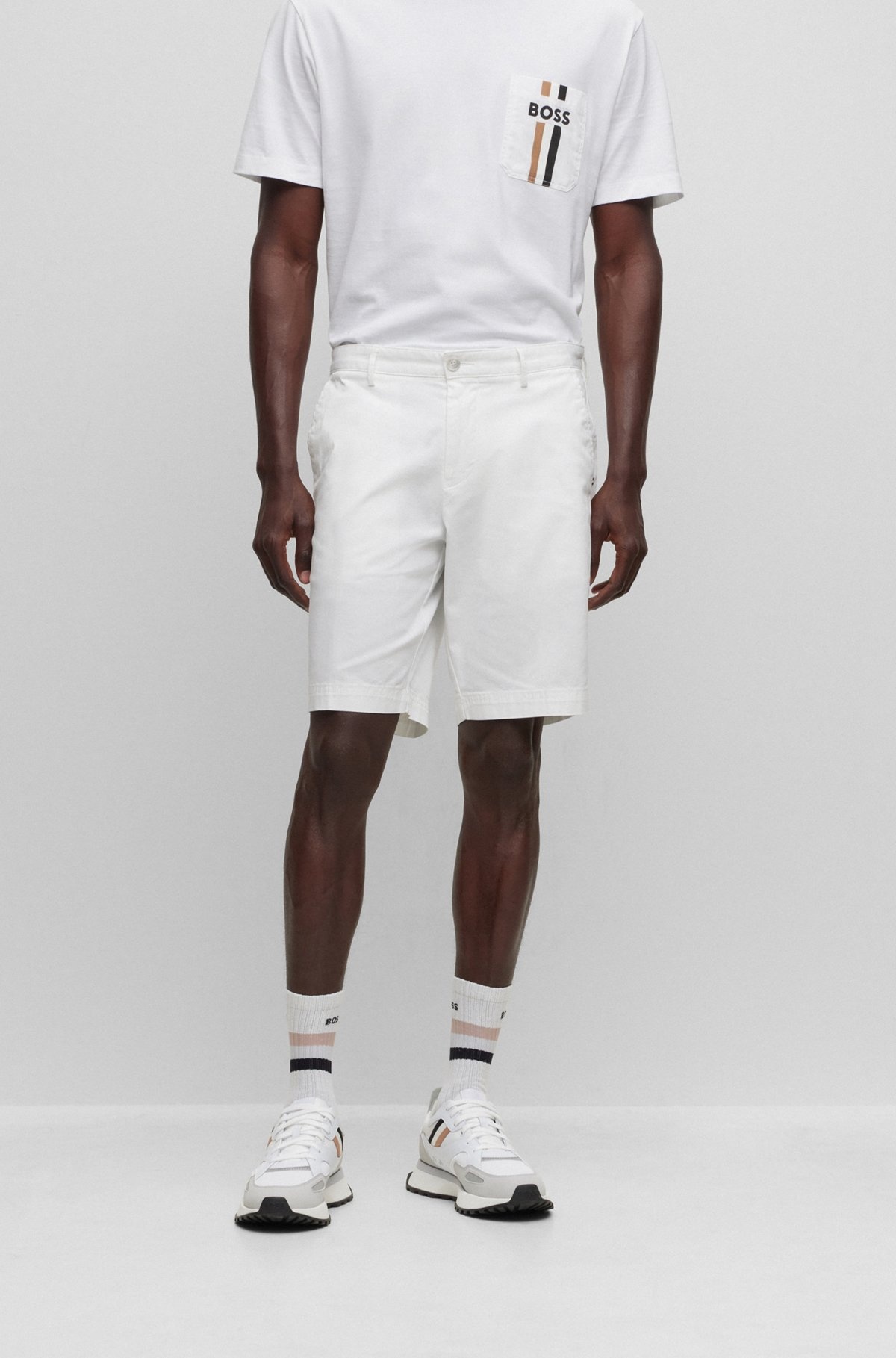 SLIM-FIT SHORTS IN STRETCH-COTTON GABARDINE - 2