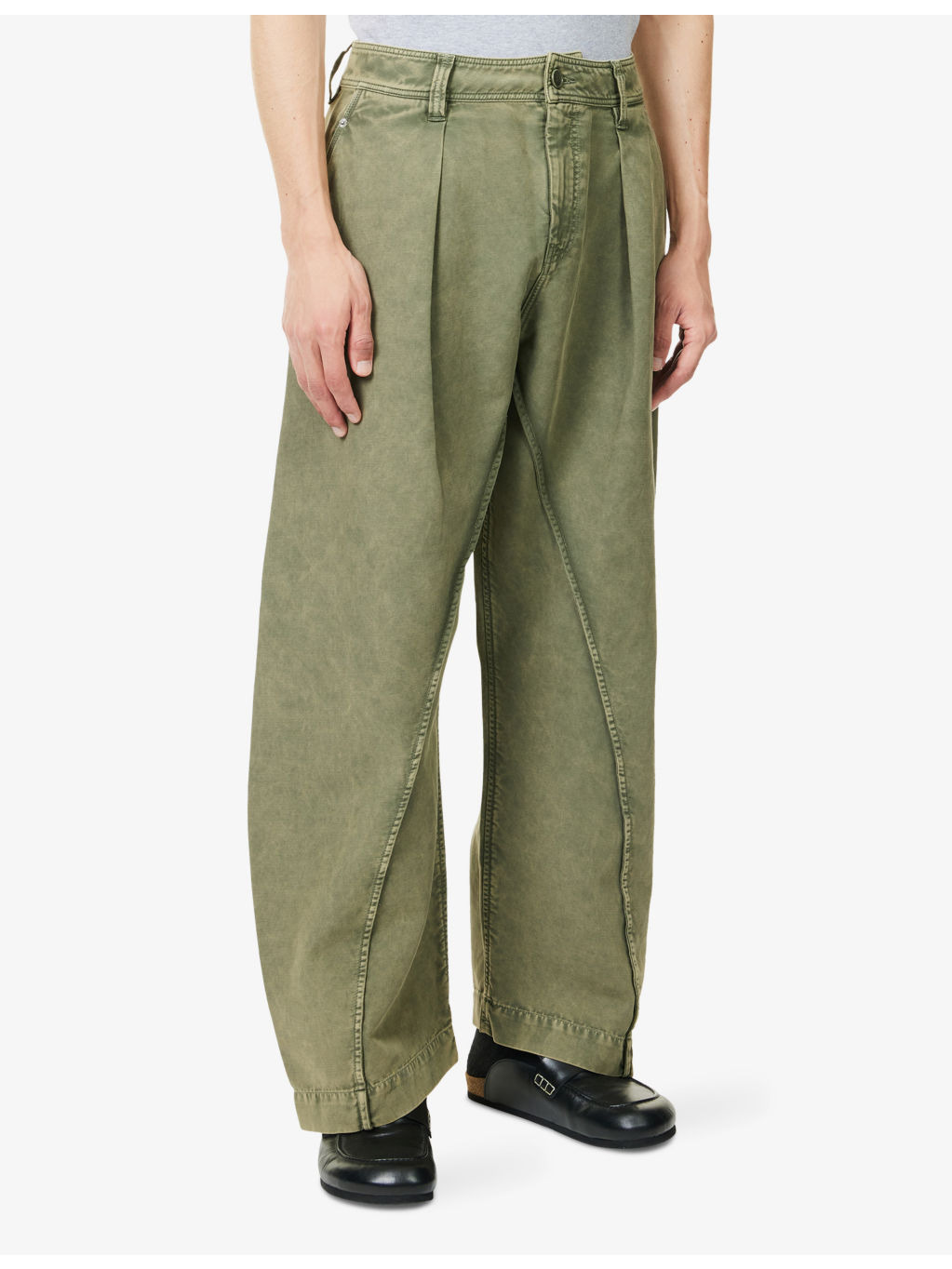 Twisted Seam Barrel-Leg Cotton Trousers - 3