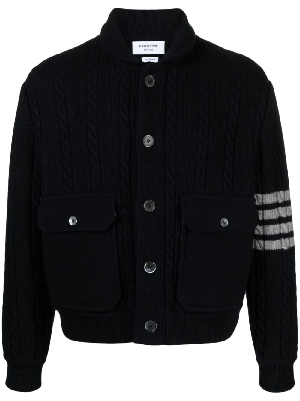4-Bar stripe cable-knit jacket - 1