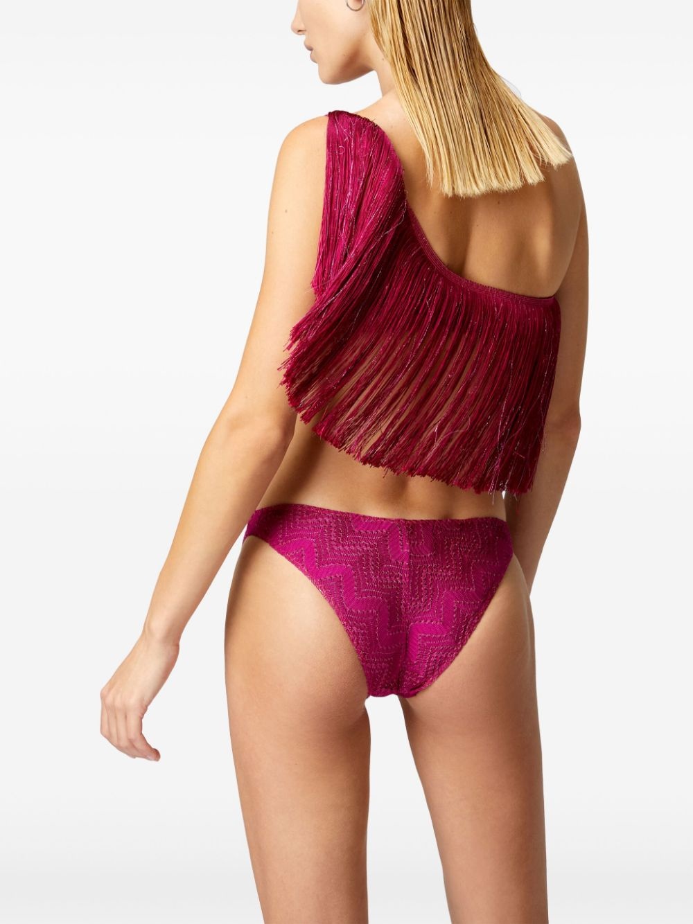 one-shoulder fringed bikini - 4