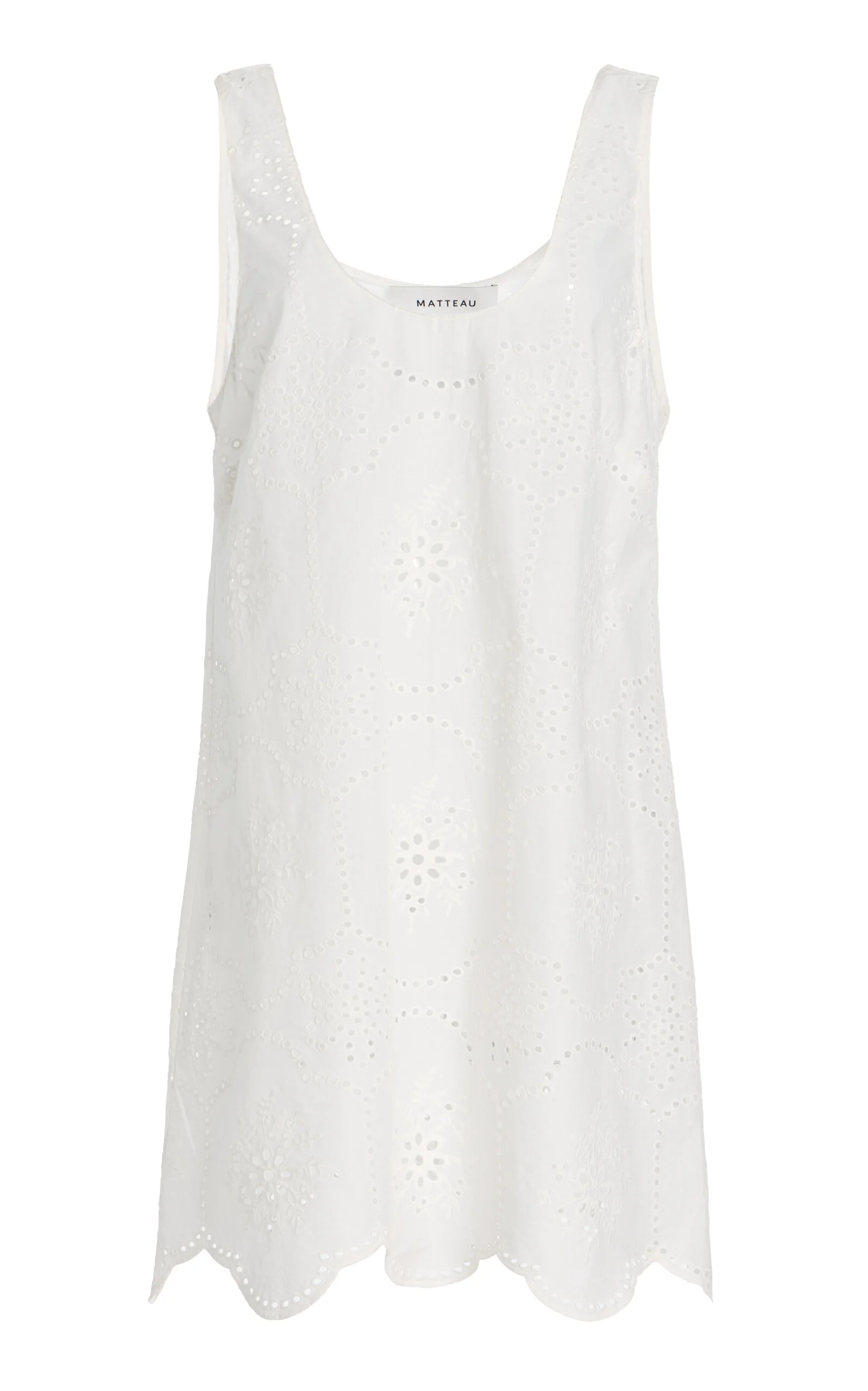 Cotton Broderie Anglaise Tank Mini Dress white - 1