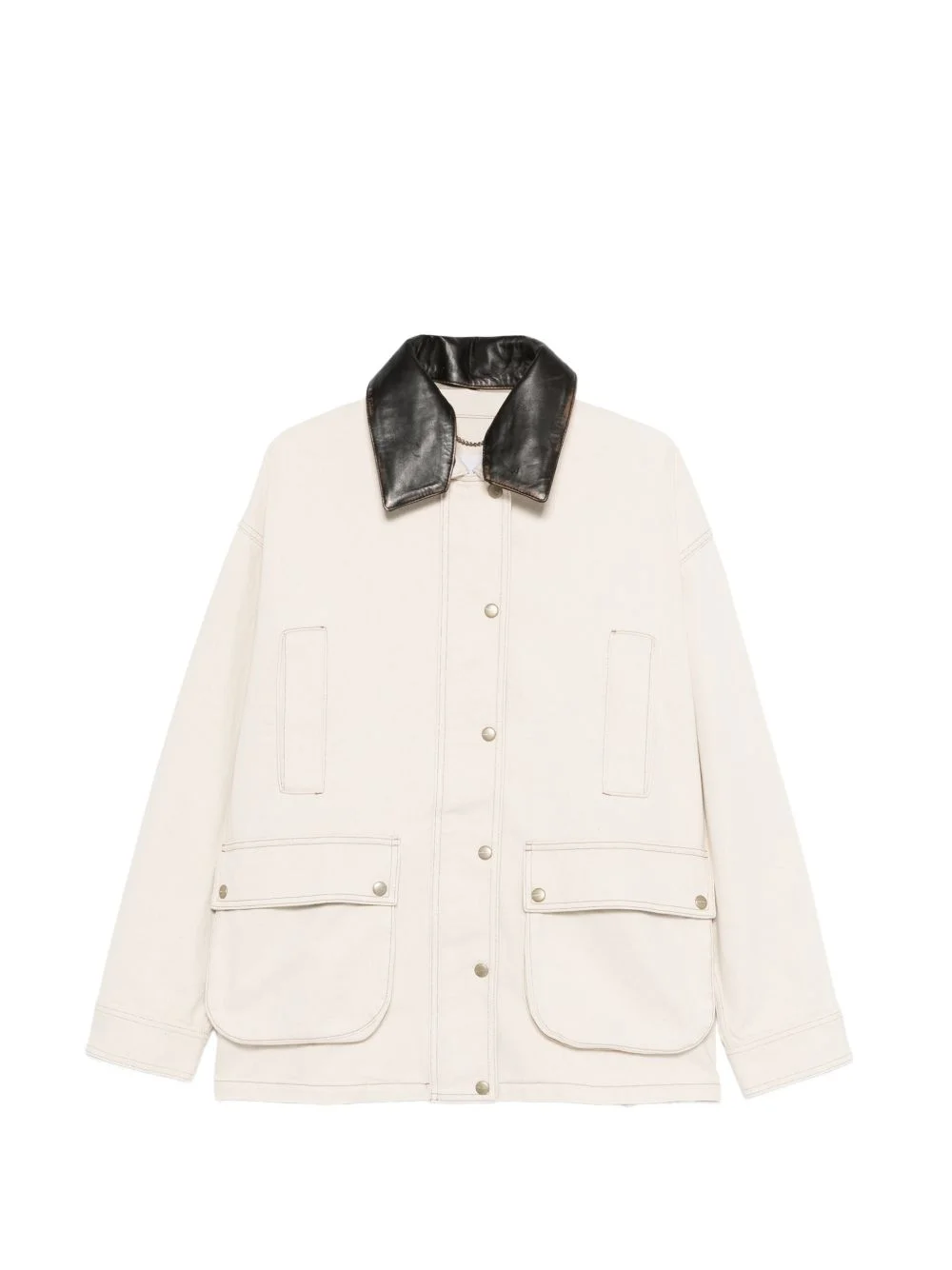 leather-collar denim jacket - 1